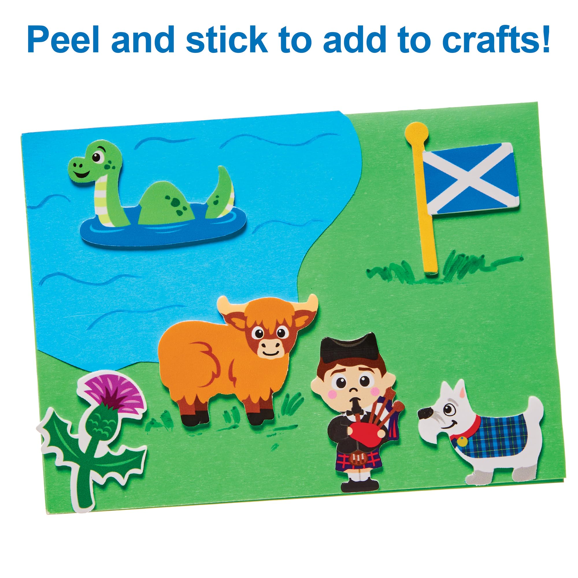 Baker Ross FX991 Scotland Foam Stickers - Pack of 150, 3D Self-Adhesive Embellishments 4
