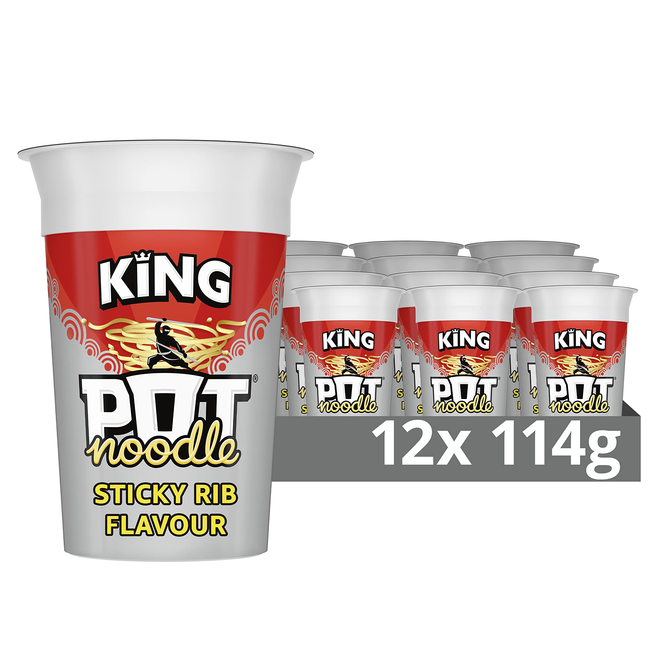 Pot Noodle Sticky Rib King Pot Instant Vegetarian Noodles | 114g King Size Pot 1