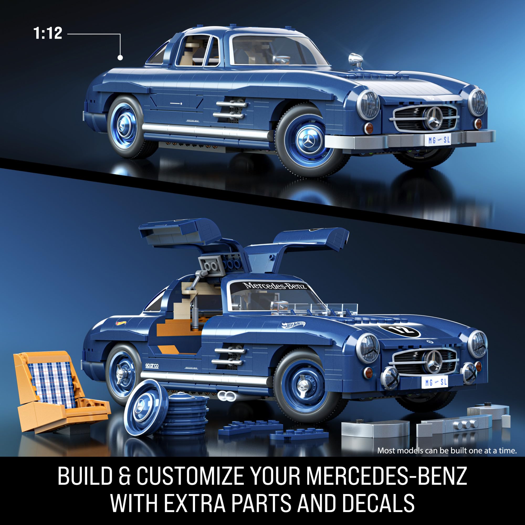Mattel Brick Shop Hot Wheels Premium Series Building Set - Mercedes-Benz 300 SL | 1:12 Scale | 1600 Pieces 3