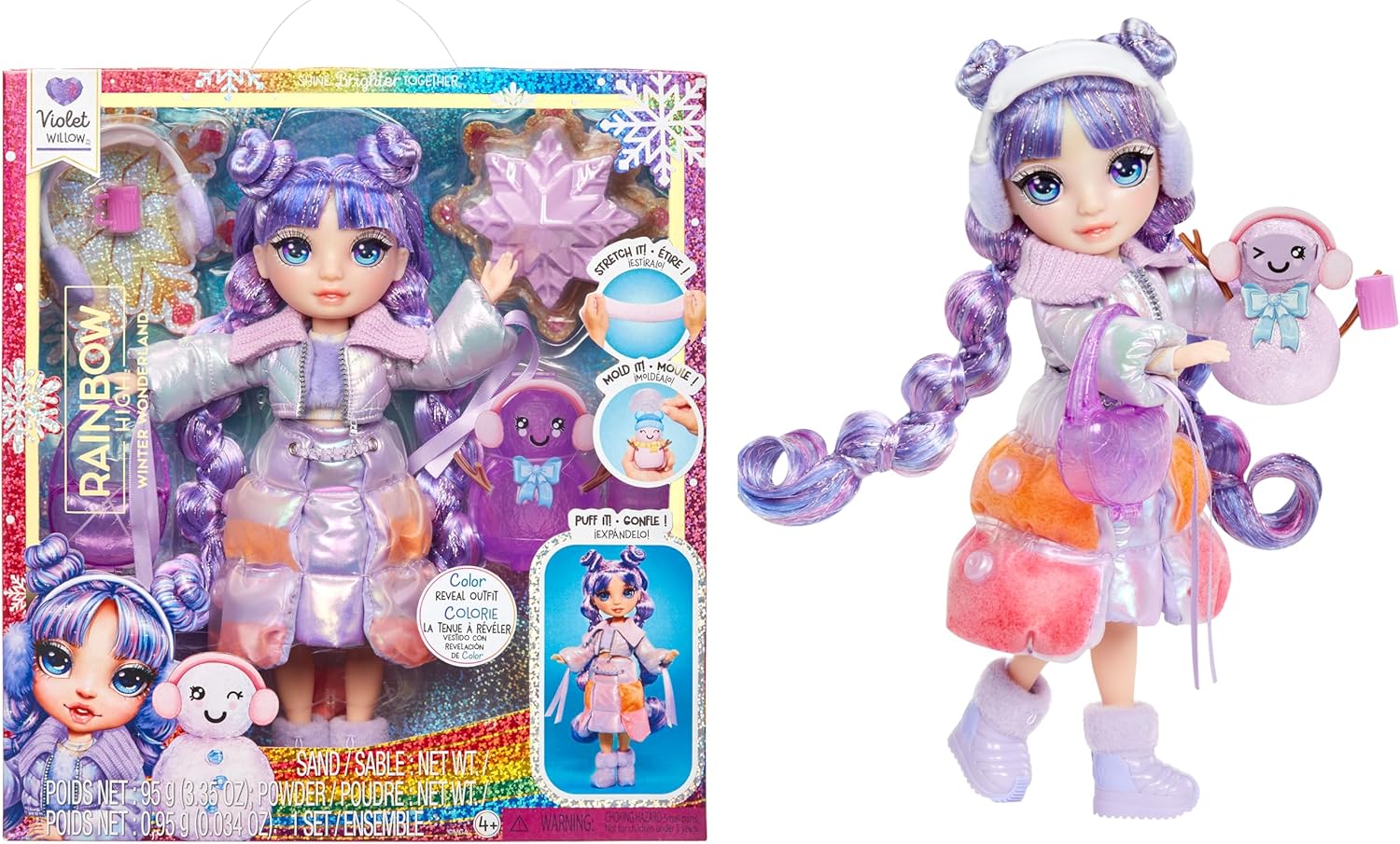 Rainbow High Winter Wonderland - Violet (Purple) 28 cm Fashion Doll with Magic Snow Outfit