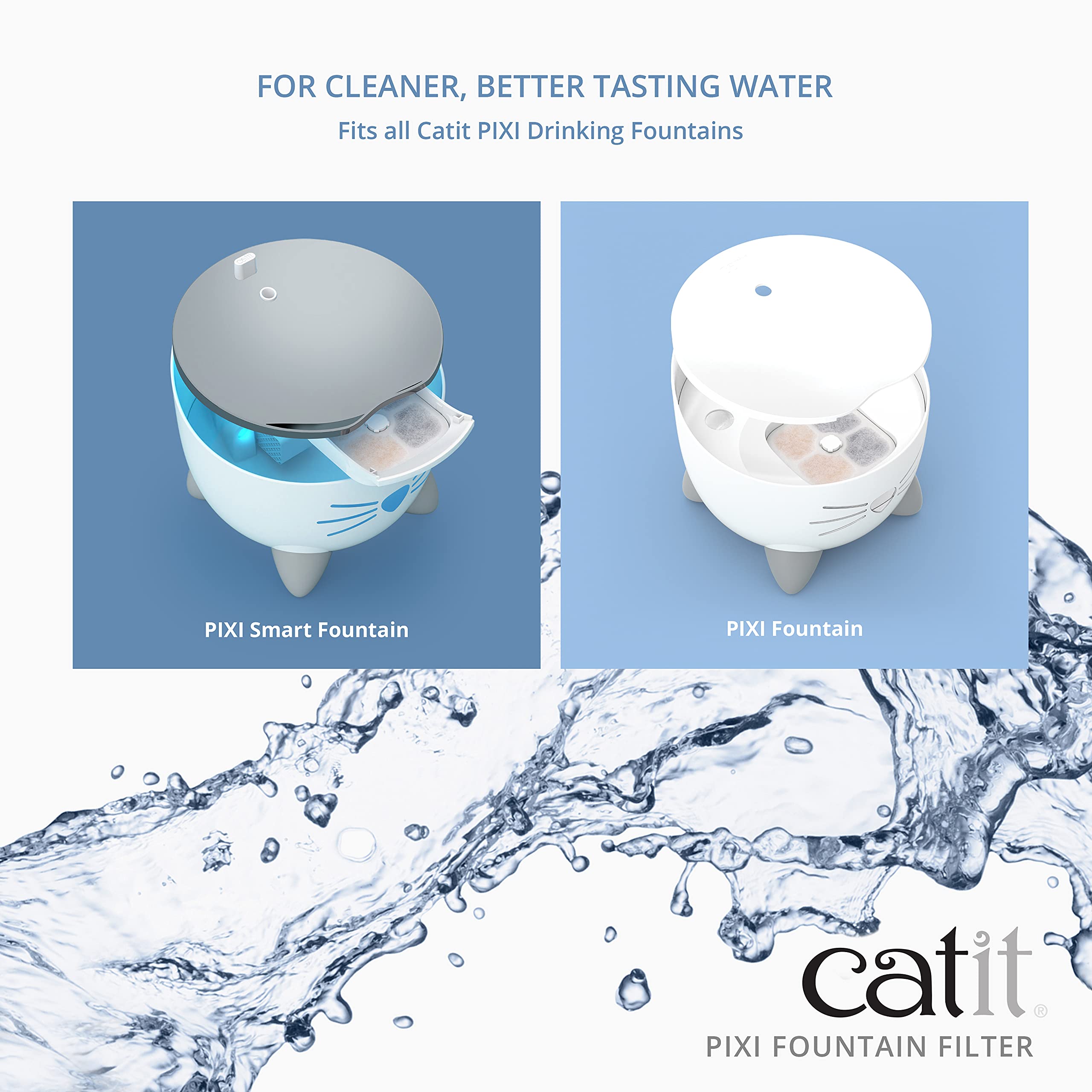Catit Genuine PIXI Water Fountain Filter Cartridges - 3 Pack | Advanced Filtration