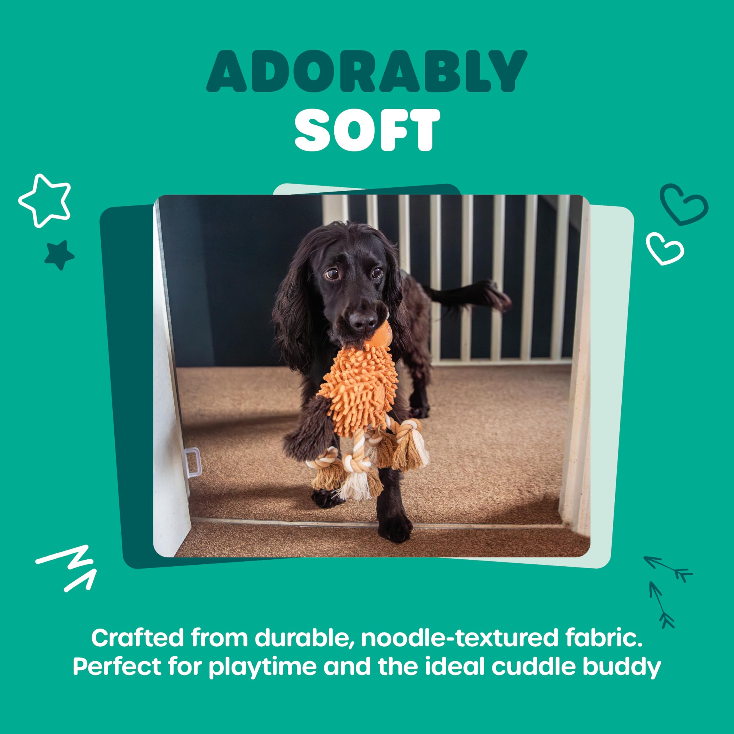 Webbox Peanut the Pony Cuddle Noodle Dog Toy - Squeaky & Soft | All Breed Sizes | 180g