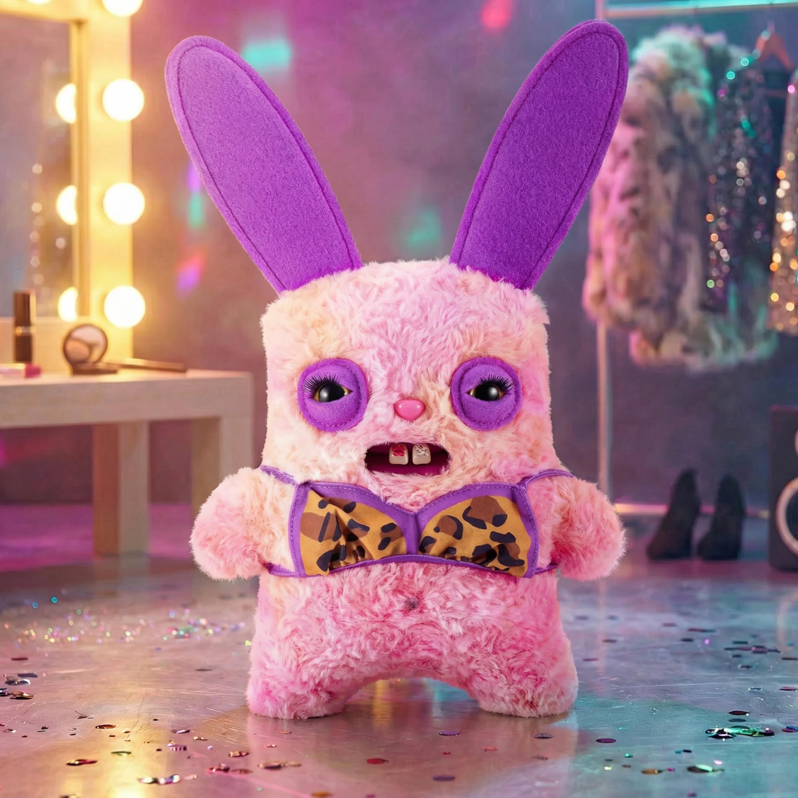 Fuggler Rabid Rabbit Soft Doll - 9 Inch, Neon Pink | Collectible Plush Toy