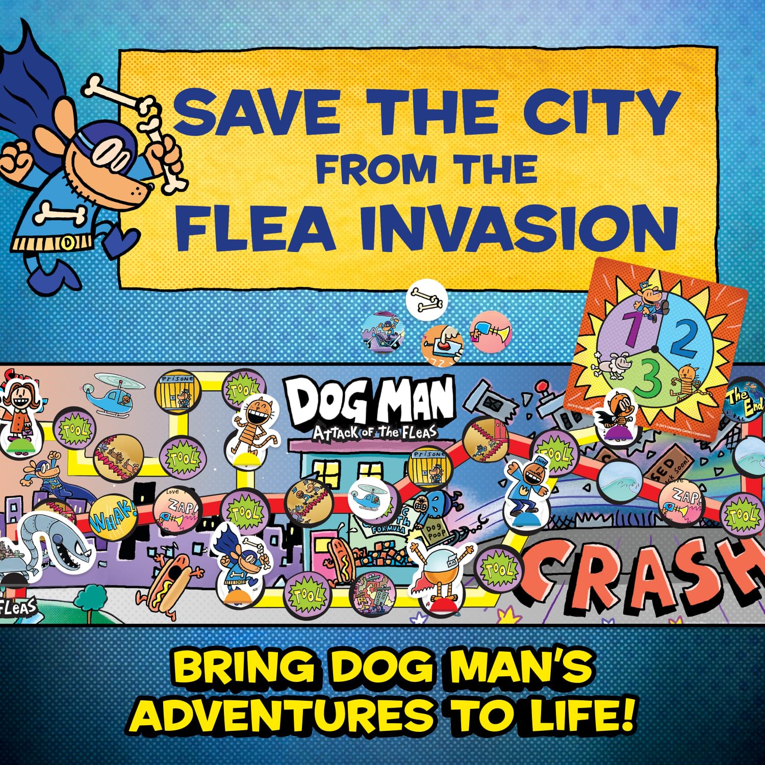 University Games Dog Man Attack of the Fleas Board Game for 2-6 Players | Model 07010 12