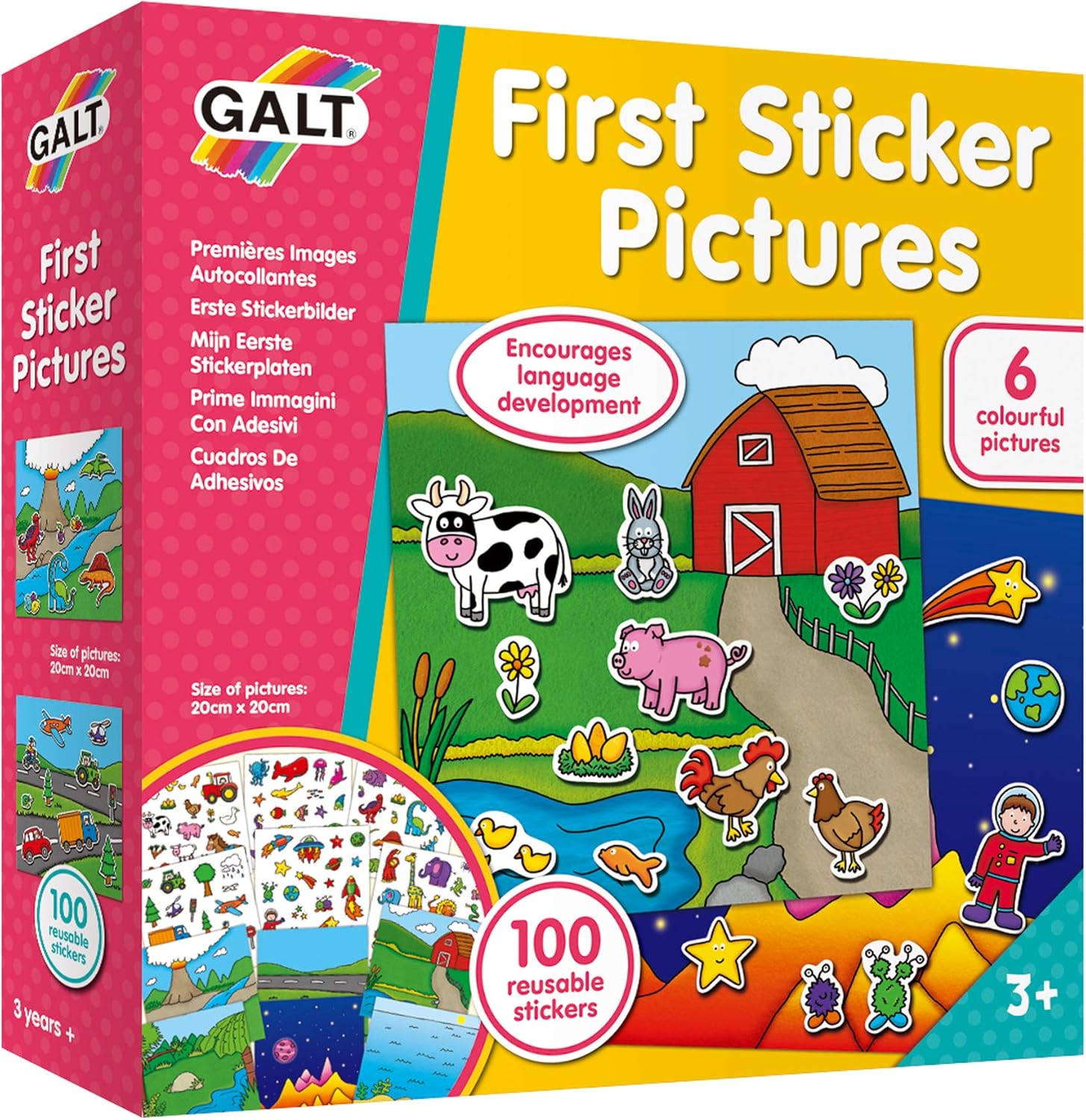 Galt First Sticker Pictures - Reusable Sticker Activity Kit with 6 Backgrounds & 100 Vinyl Stickers 1