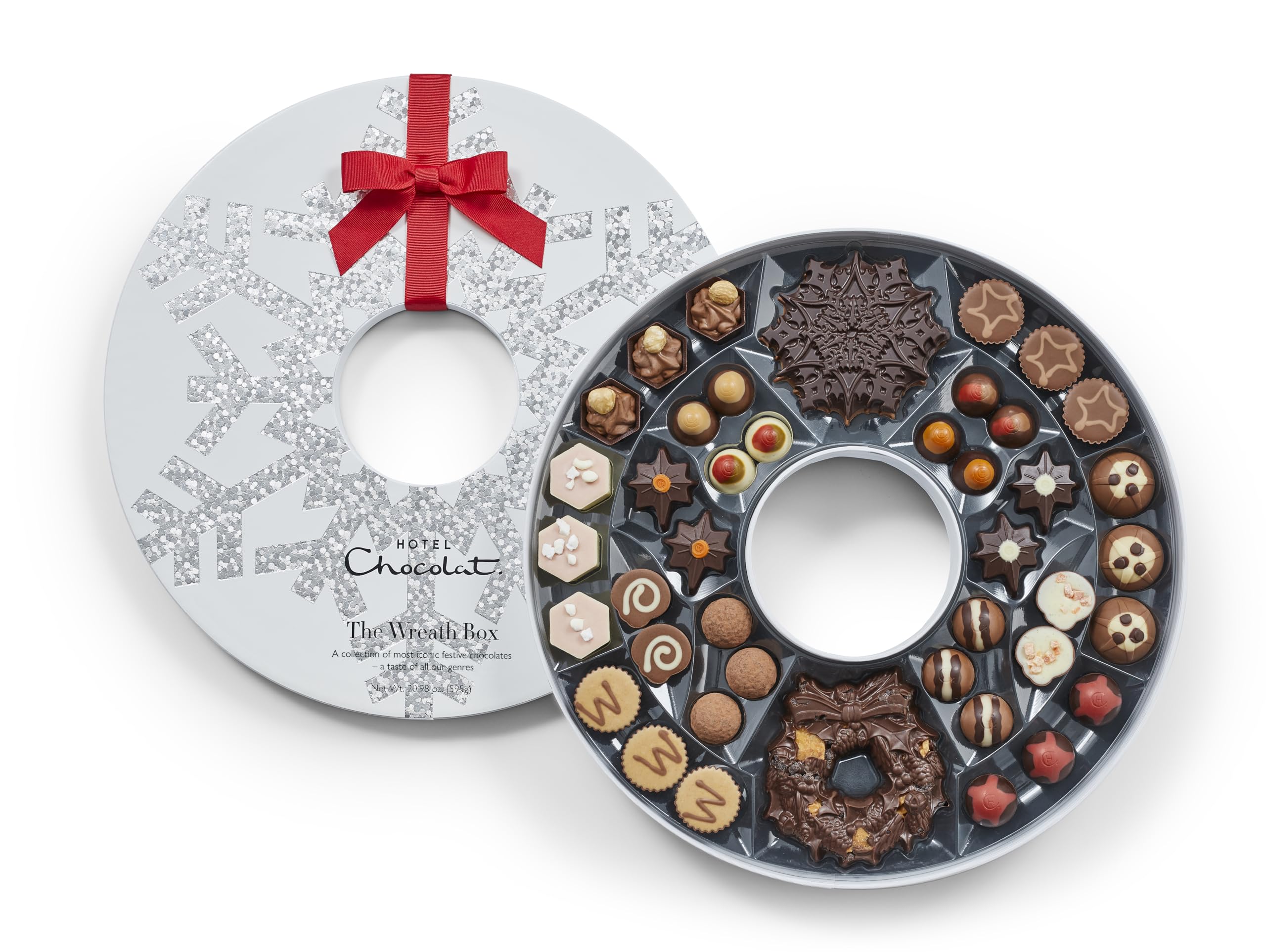 Hotel Chocolat The Wreath Box - 40 Chocolates, 2 Snowflakes, 1 Festive Wreath