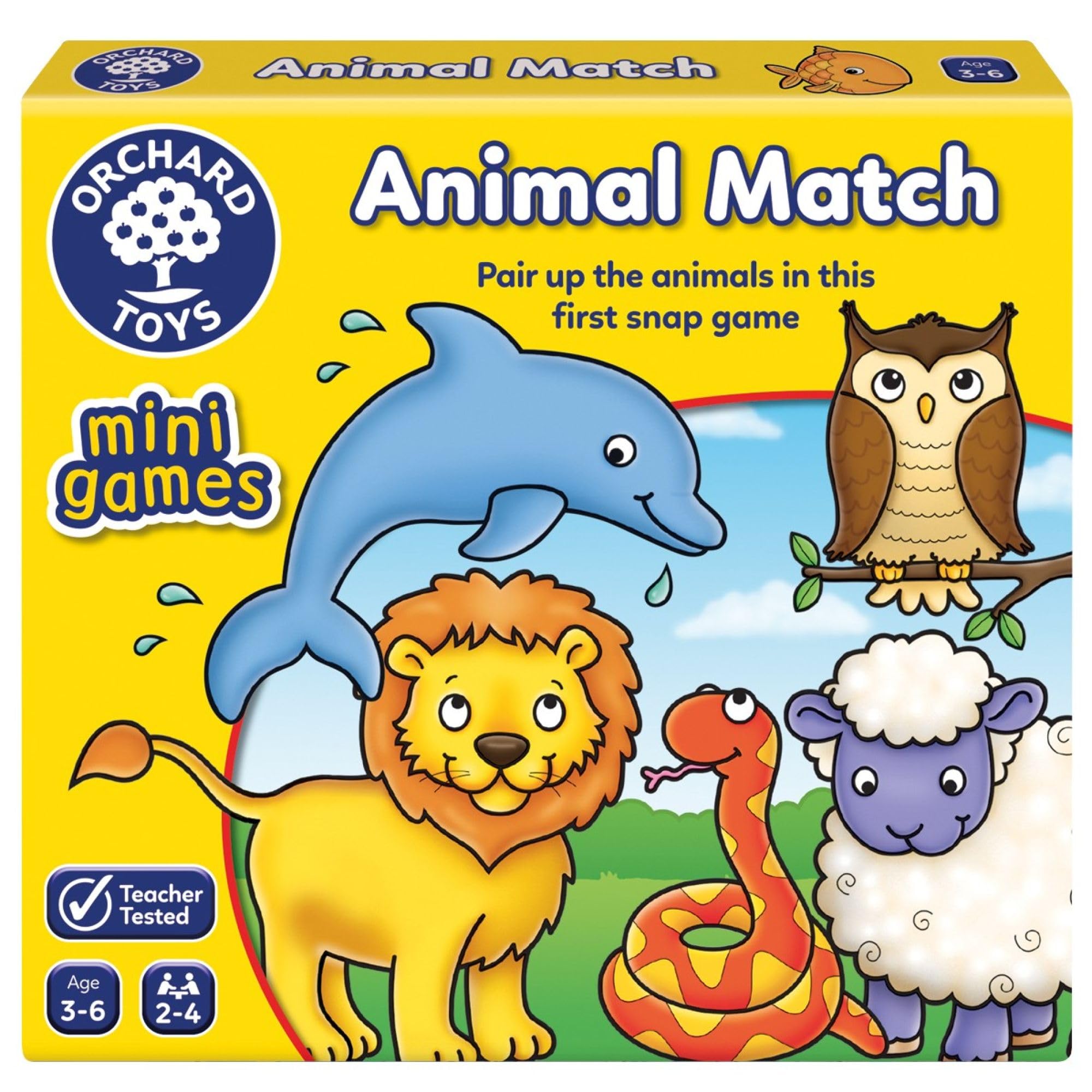 Orchard Toys Animal Match Mini Game - Snap Card Game for Ages 3-6 | Compact Travel Size