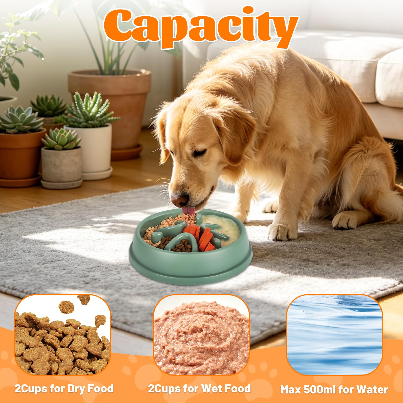 elzle Slow Feeder Dog Bowl - Anti-Choke Design | Anti-Slip Silicone Base | Food-Grade PP 5