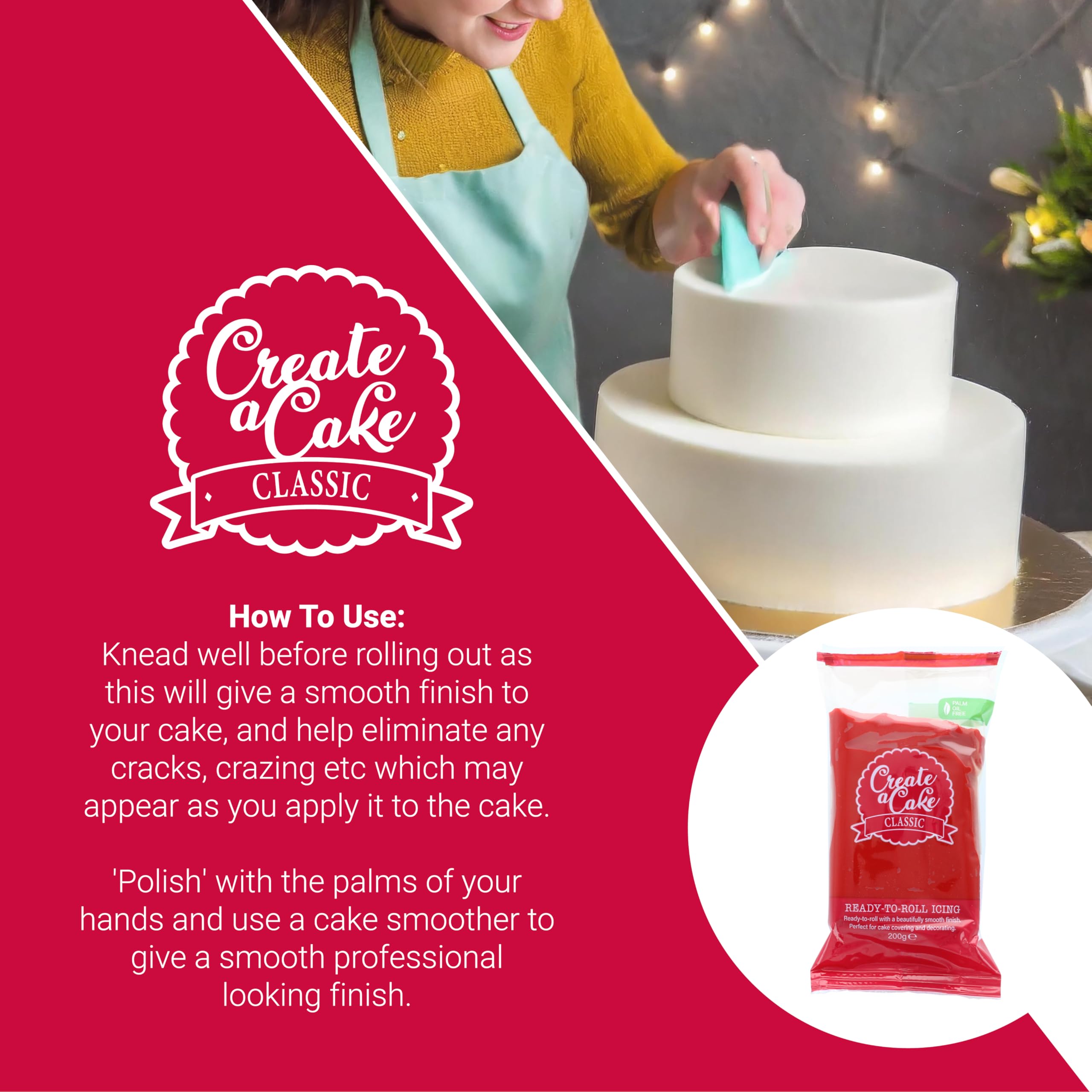 Culpitt - Create A Cake Ready to Roll Icing Red, Green & White Christmas Multipack 6