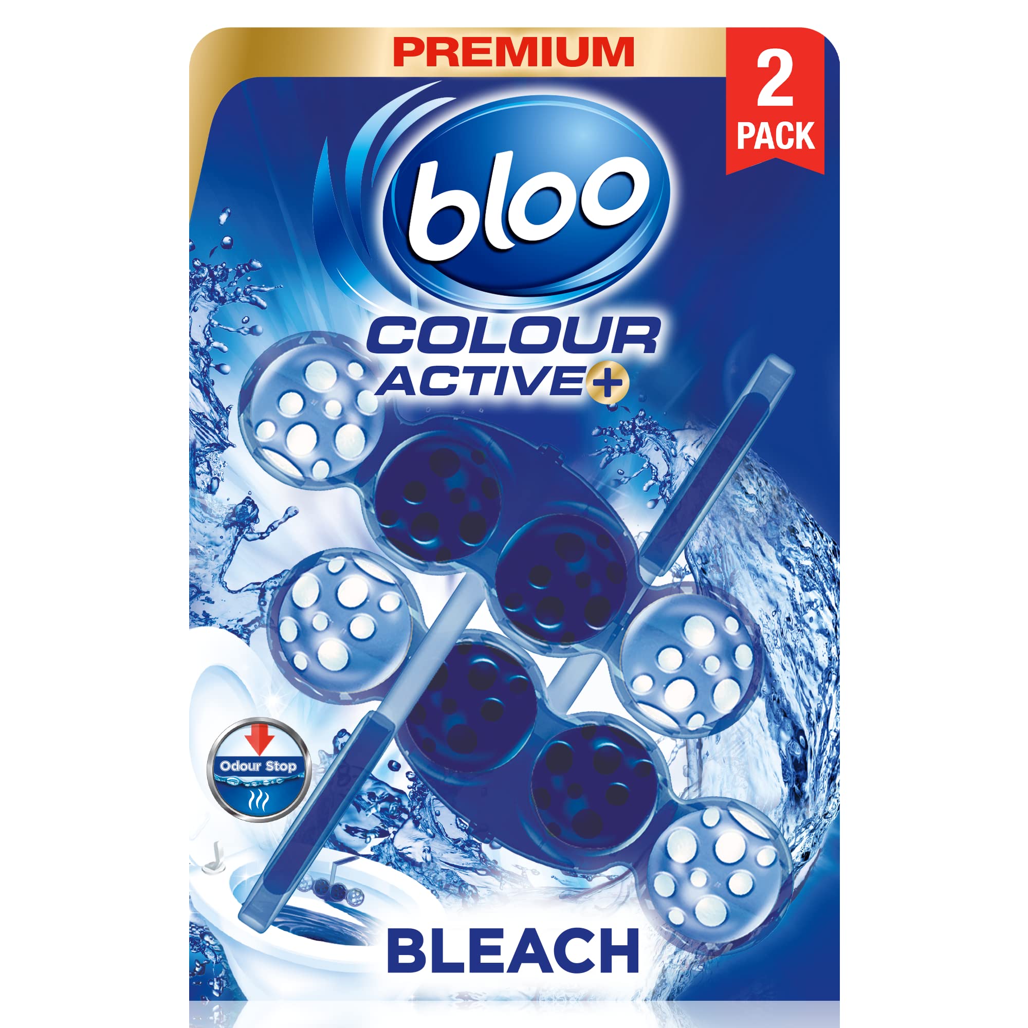 Bloo Colour Active Toilet Rim Block with Bleach, Anti-Limescale, Cleaning Foam | 2 Count 1
