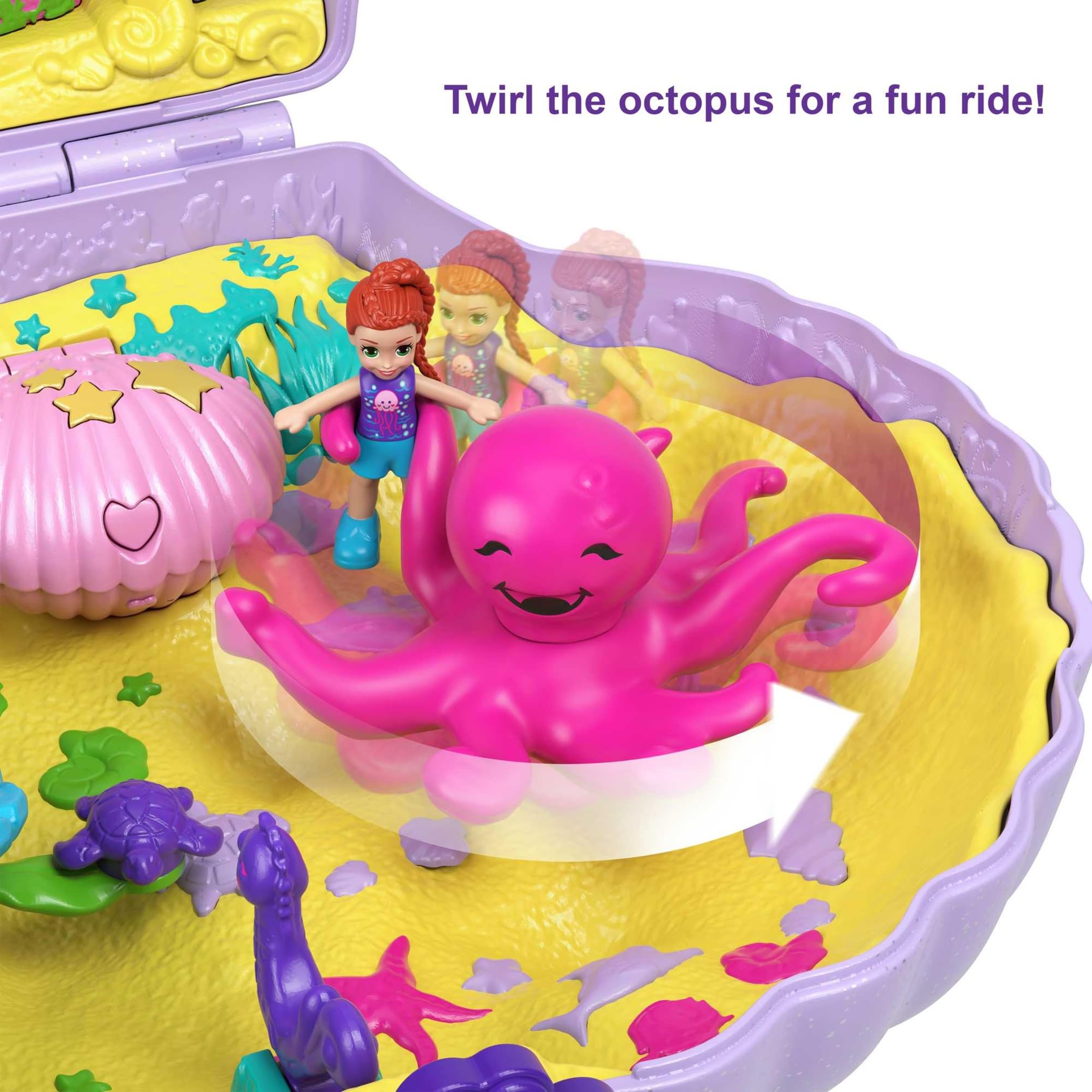 Polly Pocket Micro Tiny Power Seashell Purse Playset - Mermaid Theme, 2 Dolls | Ages 4+ 5