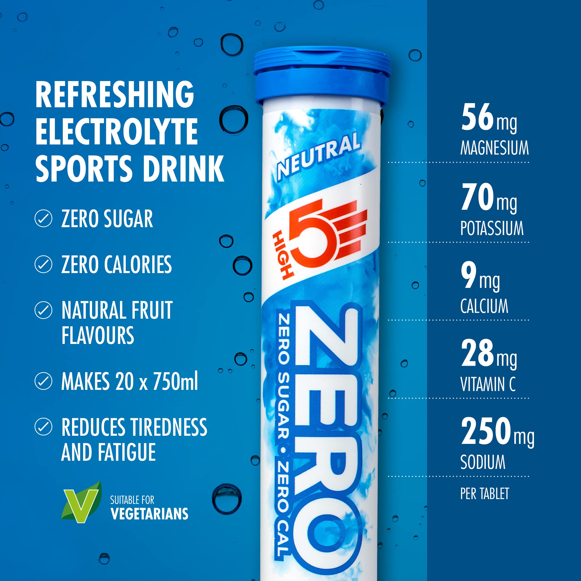 HIGH5 ZERO Elektrolyttabletten | Hydratationstabletten mit Vitamin C | 0 Kalorien & zuckerfrei | 20 Tabletten (H5-ZSAL)