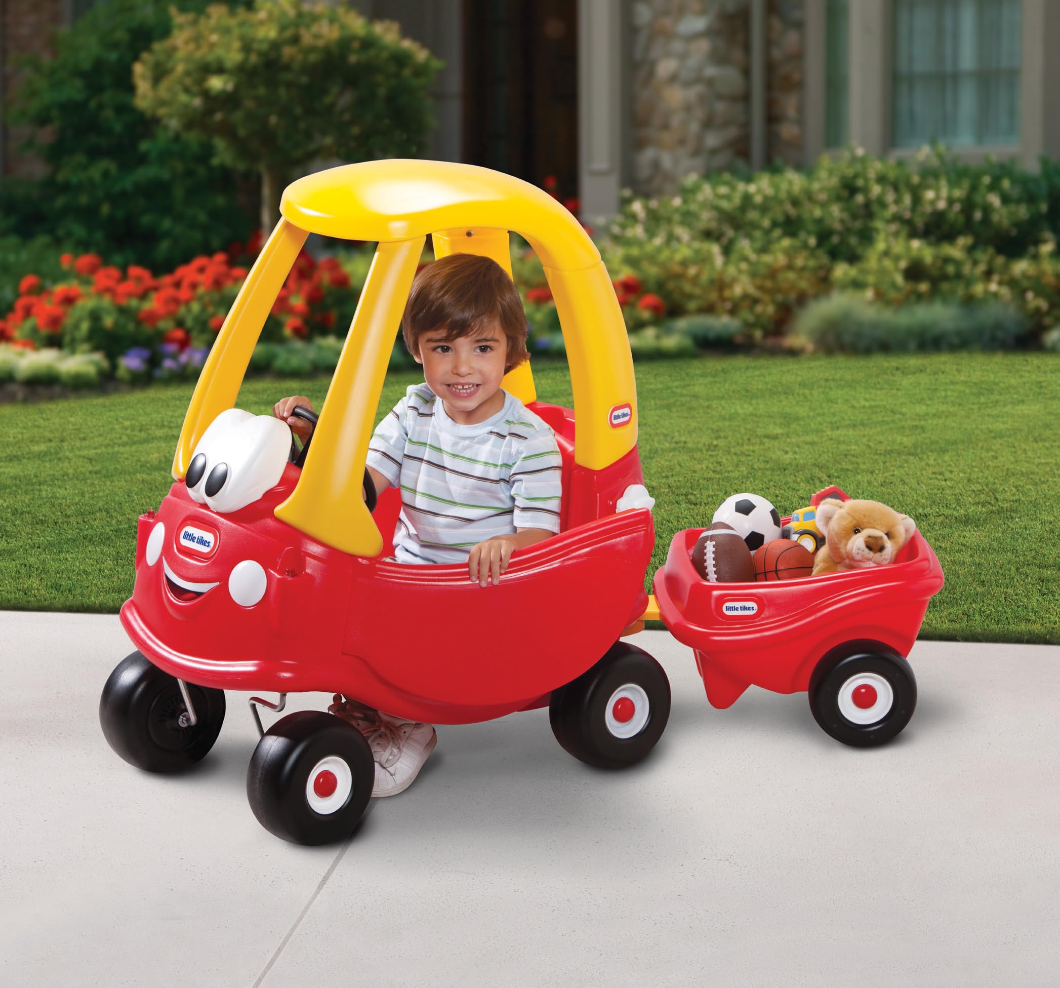 little tikes Cozy Coupe Trailer - Red Plastic Trailer for Toddlers Ages 3+ | Compatible with 30th Anniversary Coupes 3