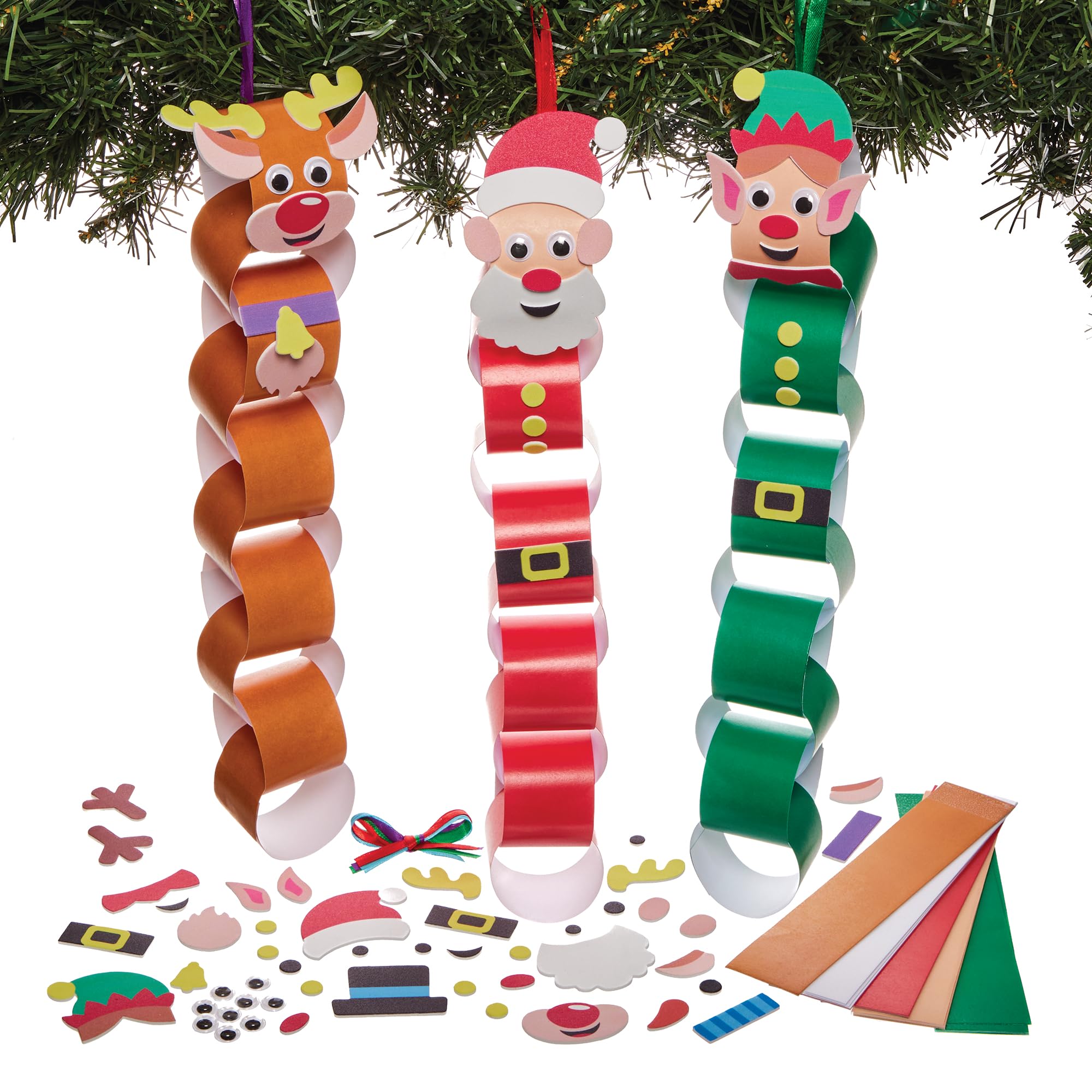 Baker Ross FN344 Christmas Characters Paper Chain Craft Kits - Pack of 4 (Santa, Reindeer, Snowman, Elf) 7