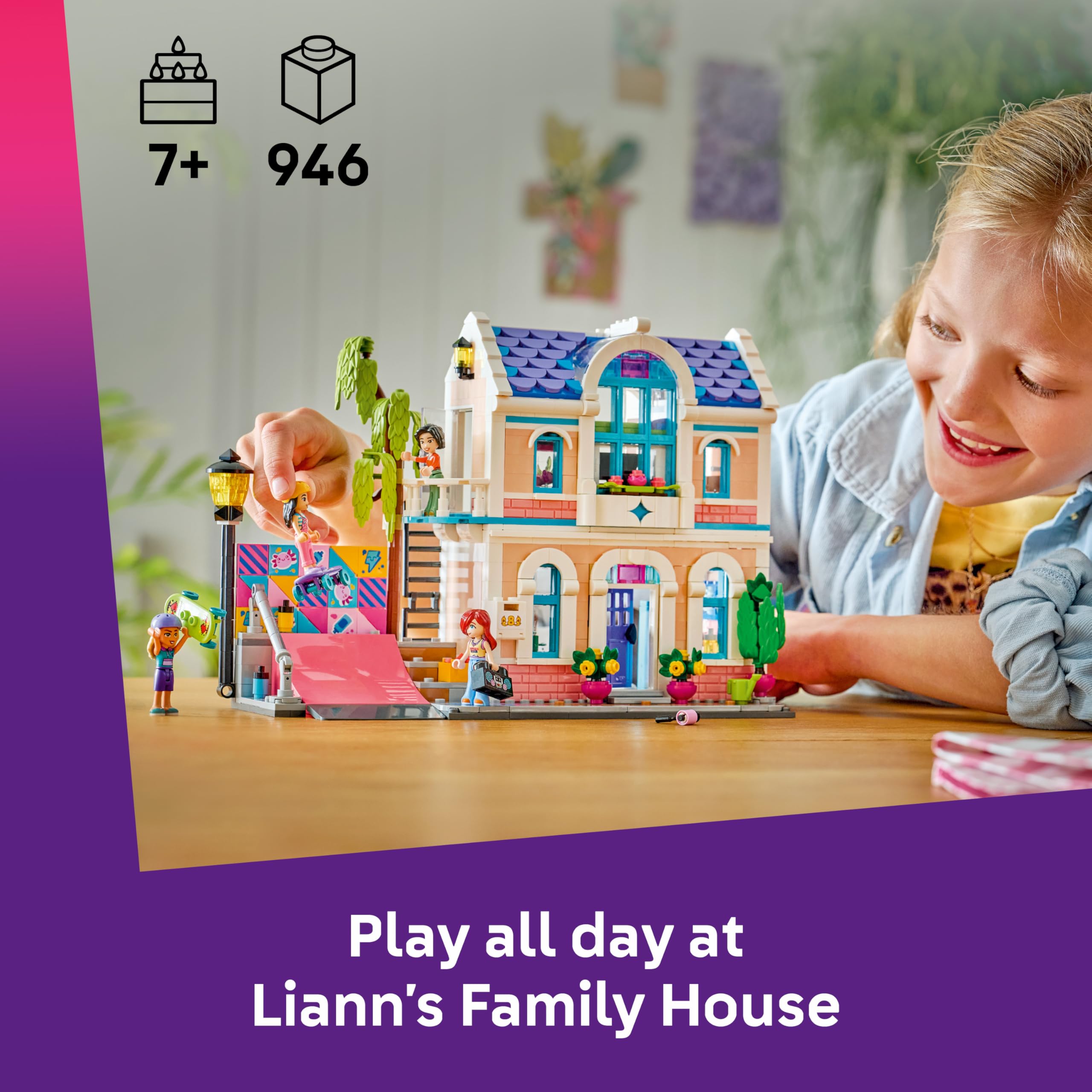 LEGO Friends Liann's Family House Toy Set 42687 | 4 Minidolls, 2 Animals | Ages 7+ 2