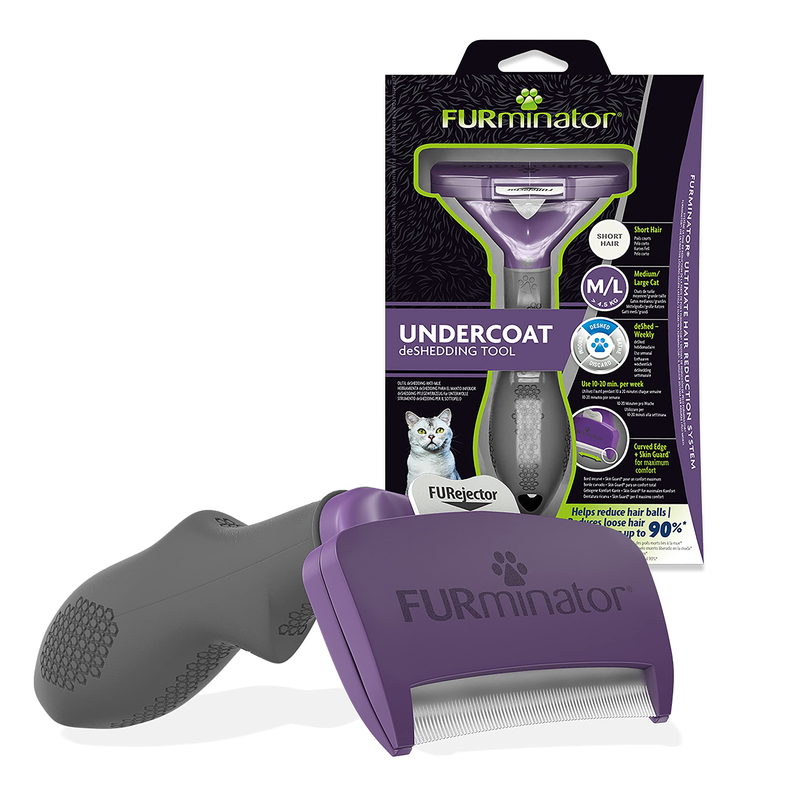 FURminator Undercoat deShedding Tool - Medium/Large Short Hair Cats | Removes 90% Loose Hair 1