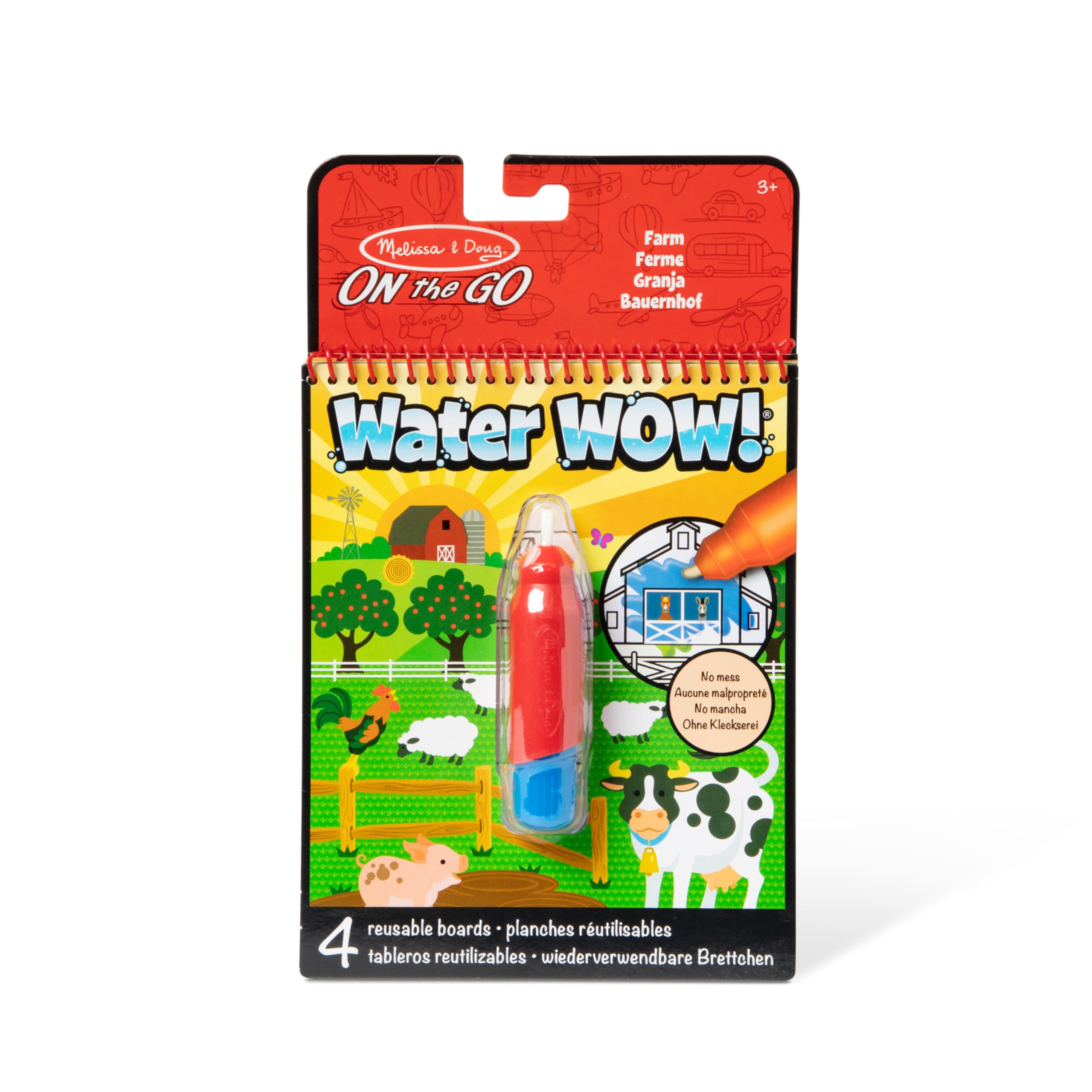 Melissa & Doug Water Reveal Pad - Farm | Reusable Coloring Book with Water Pen | Ages 3-6