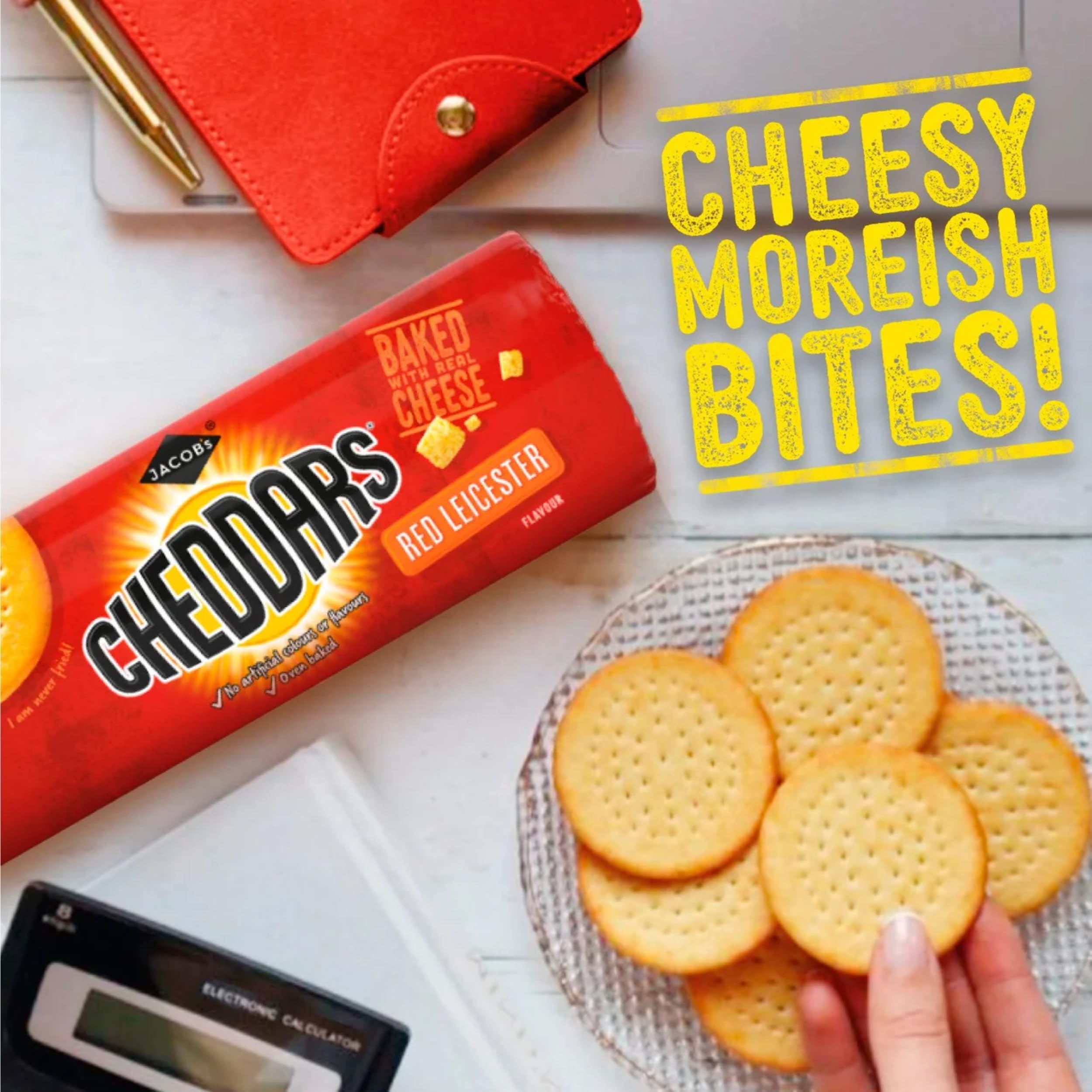 Jacob's Cheddars Red Leicester Flavour Cheese Biscuits, 150 g 6