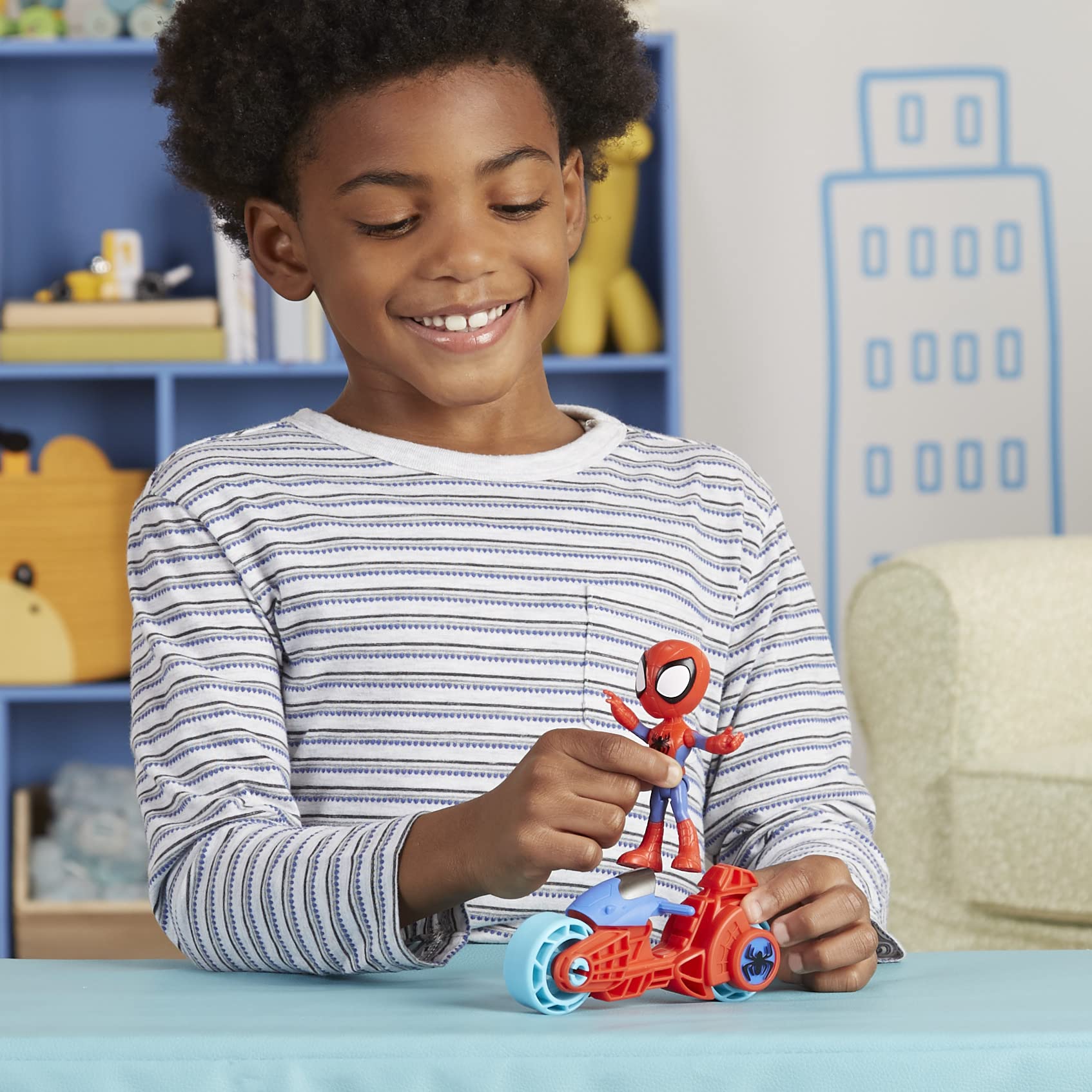 Spidey and His Amazing Friends Marvel Action Figure with Toy Motorcycle - Ages 3+ 4