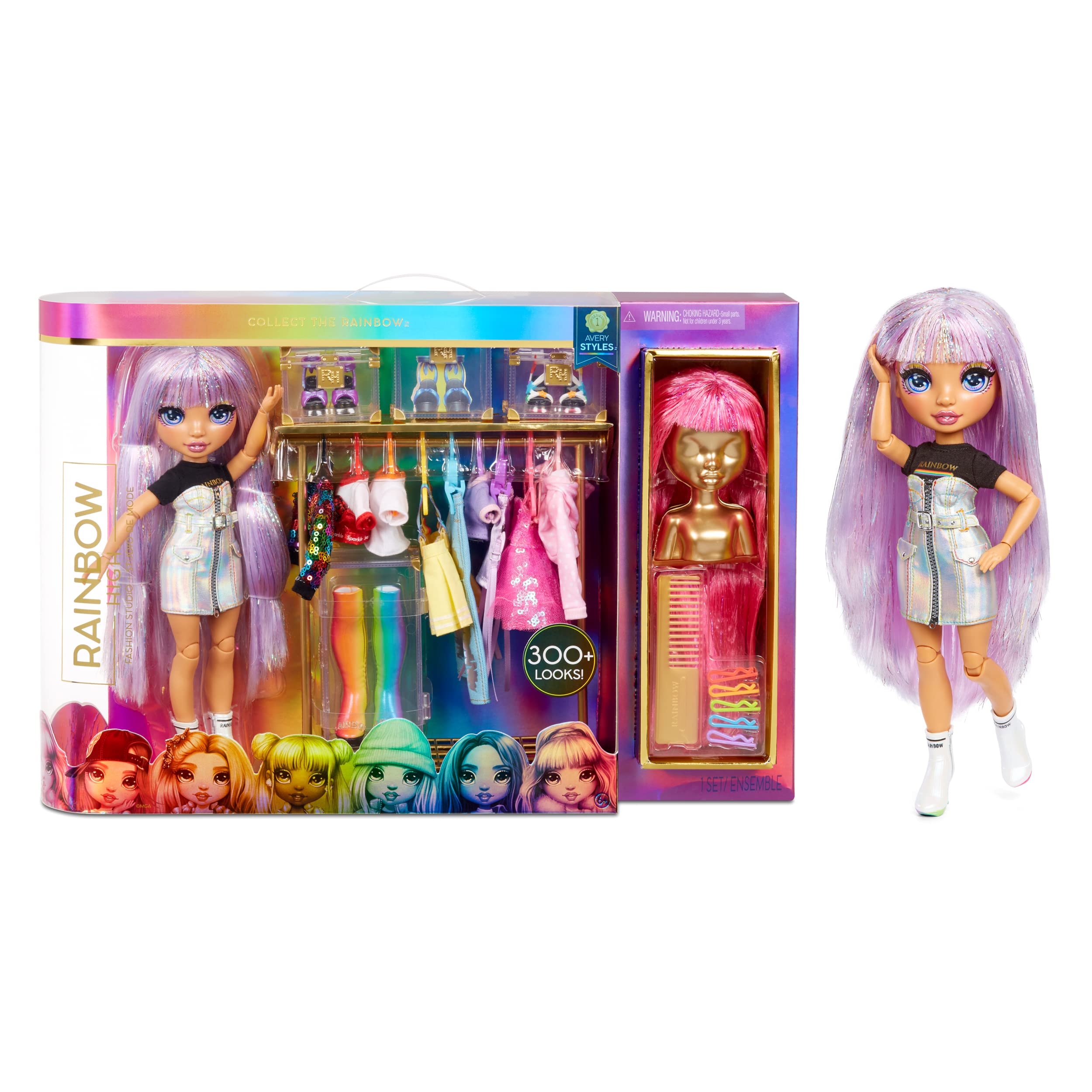 Rainbow High Fashion Studio - Exclusive Avery Styles Doll with 2 Wigs & 300+ Mix-and-Match Outfits, Age 4+ 8