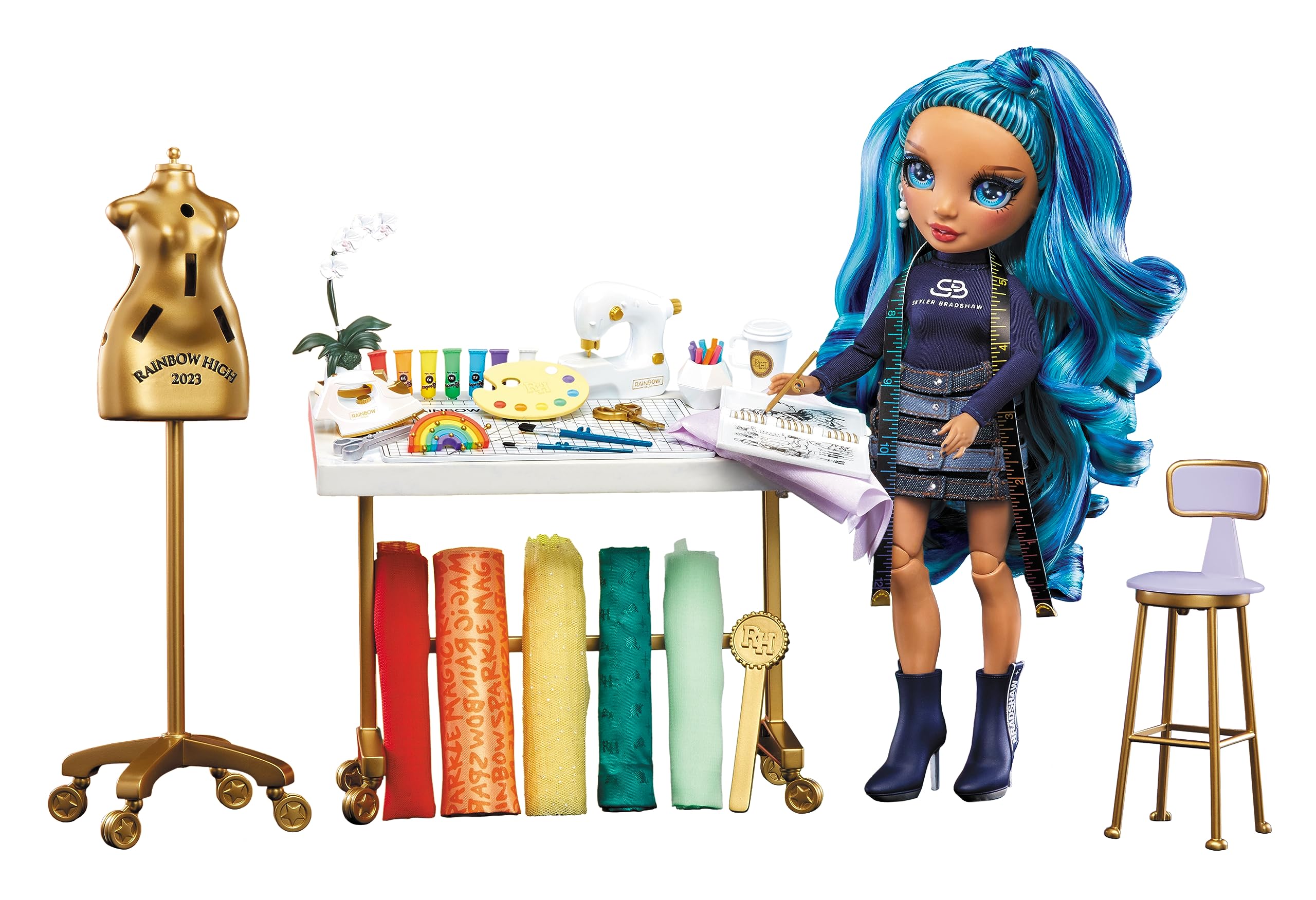Rainbow High Dream & Design Fashion Studio Playset with Skyler Bradshaw Doll - No Sew Fashion Kit for Kids 10