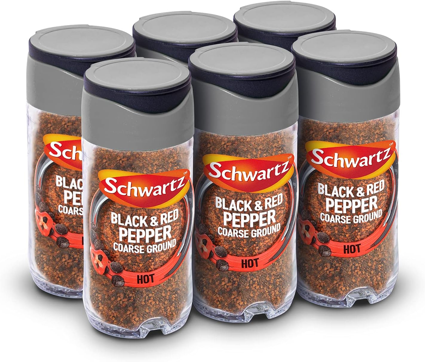Schwartz - Black & Red Pepper Coarse Ground (45g x 6 Jars)