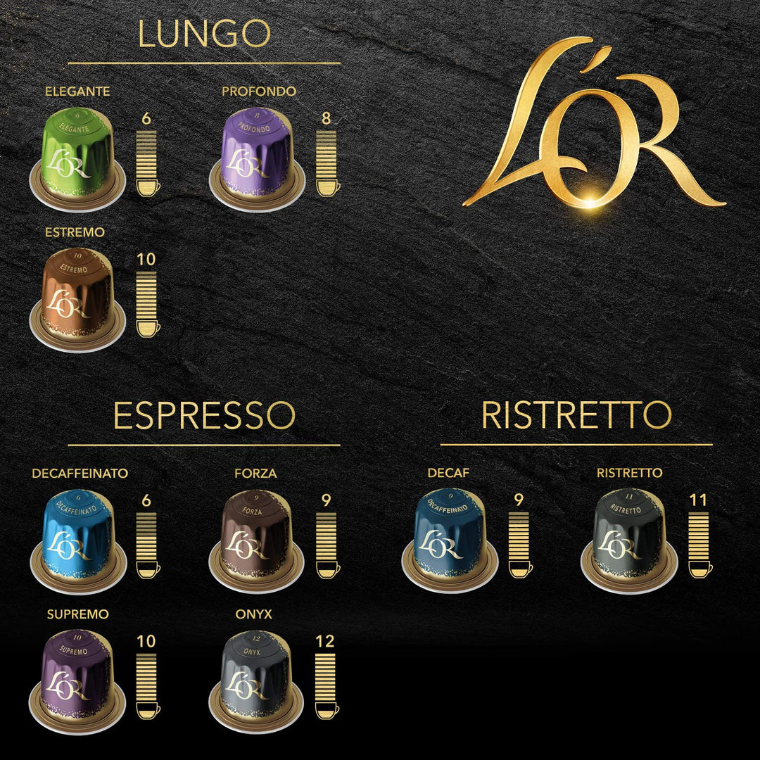 L'OR Espresso Lungo Profondo Coffee Pods x20 Intensity 8 - Pack of 10 (Total 200 Capsules)
