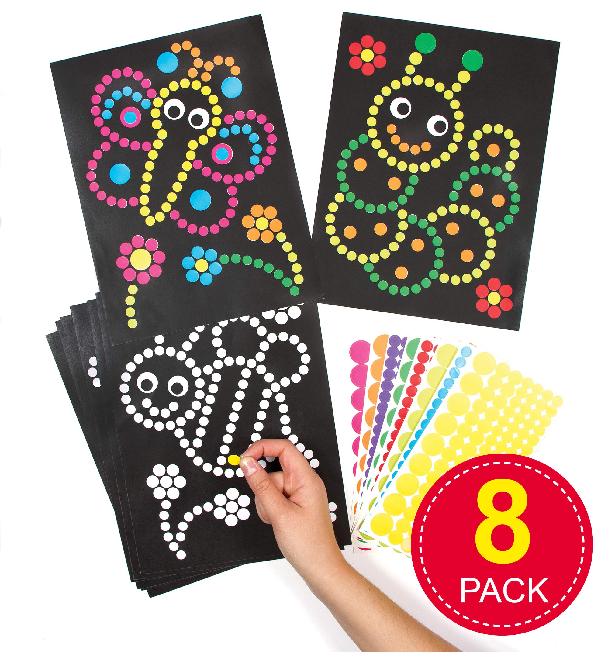 Baker Ross Insect Dotty Sticker Art Kit - 8 Assorted Bug Designs, 21 x 28 cm