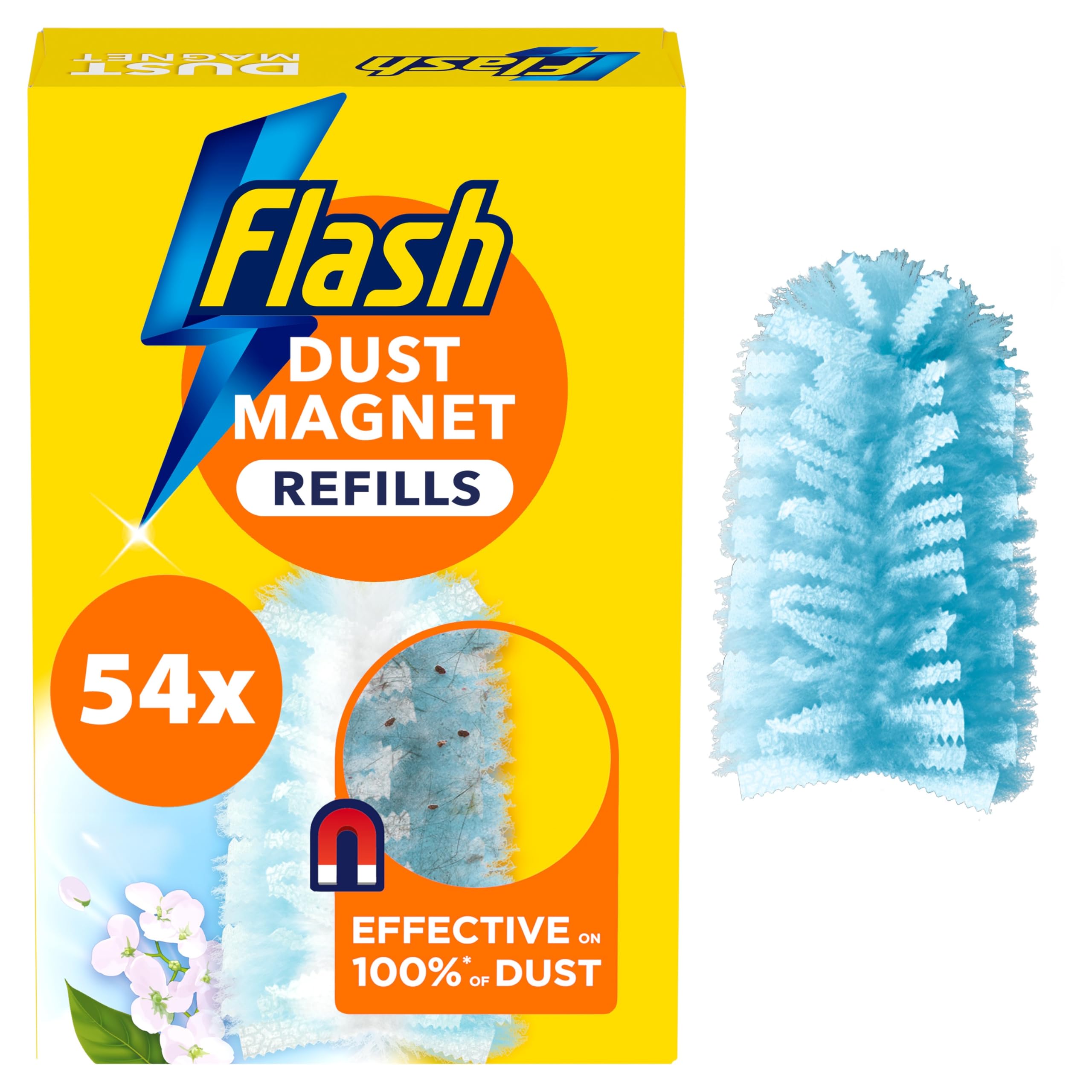 FLASH Dust Magnet Duster Refills - 54 Scented Refills for Trap & Lock Cleaning | Pet Hair Removal 1