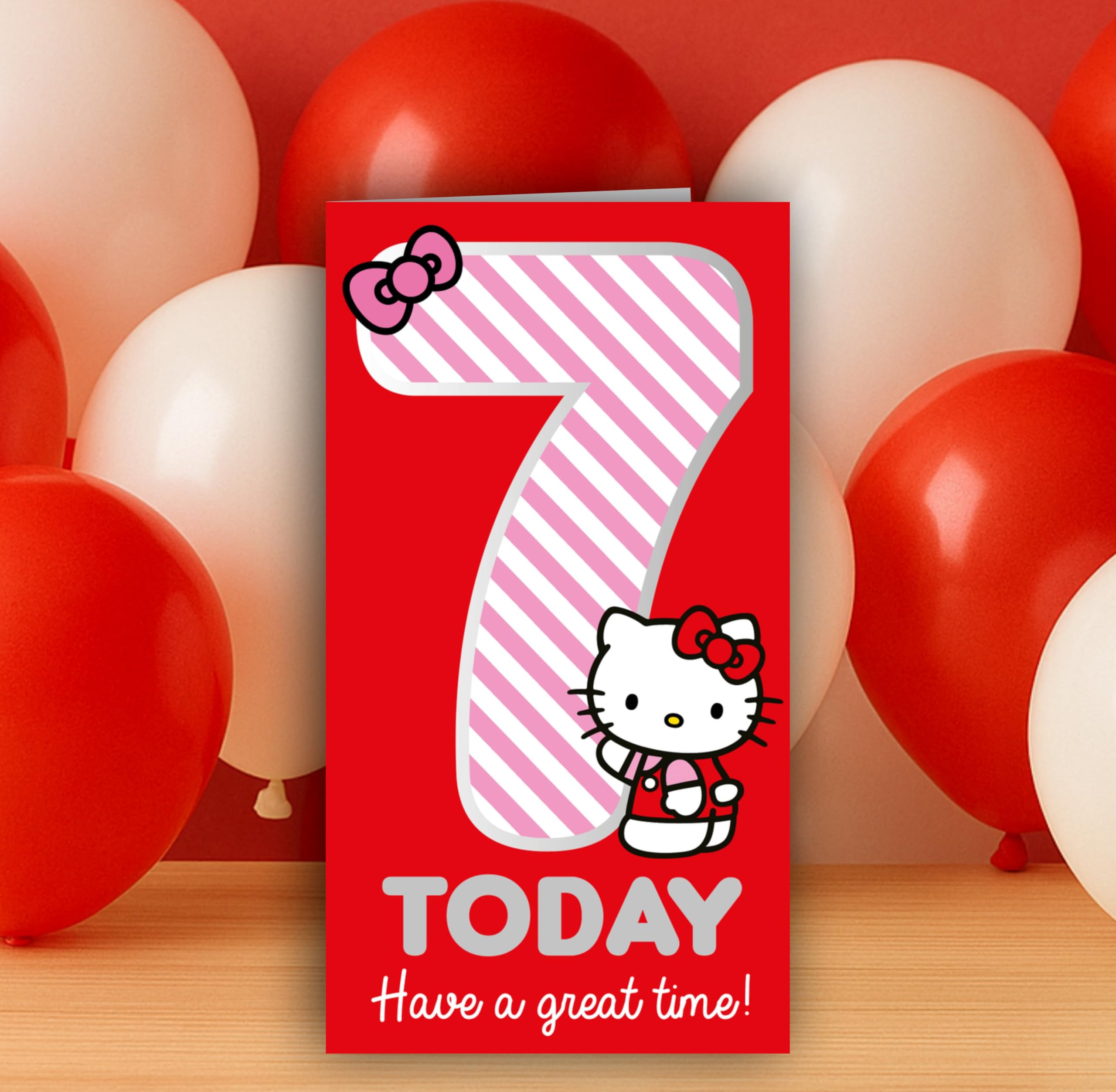 Danilo Promotions Ltd Hello Kitty Birthday Card for Age 7 | Standard Size | Multicolour