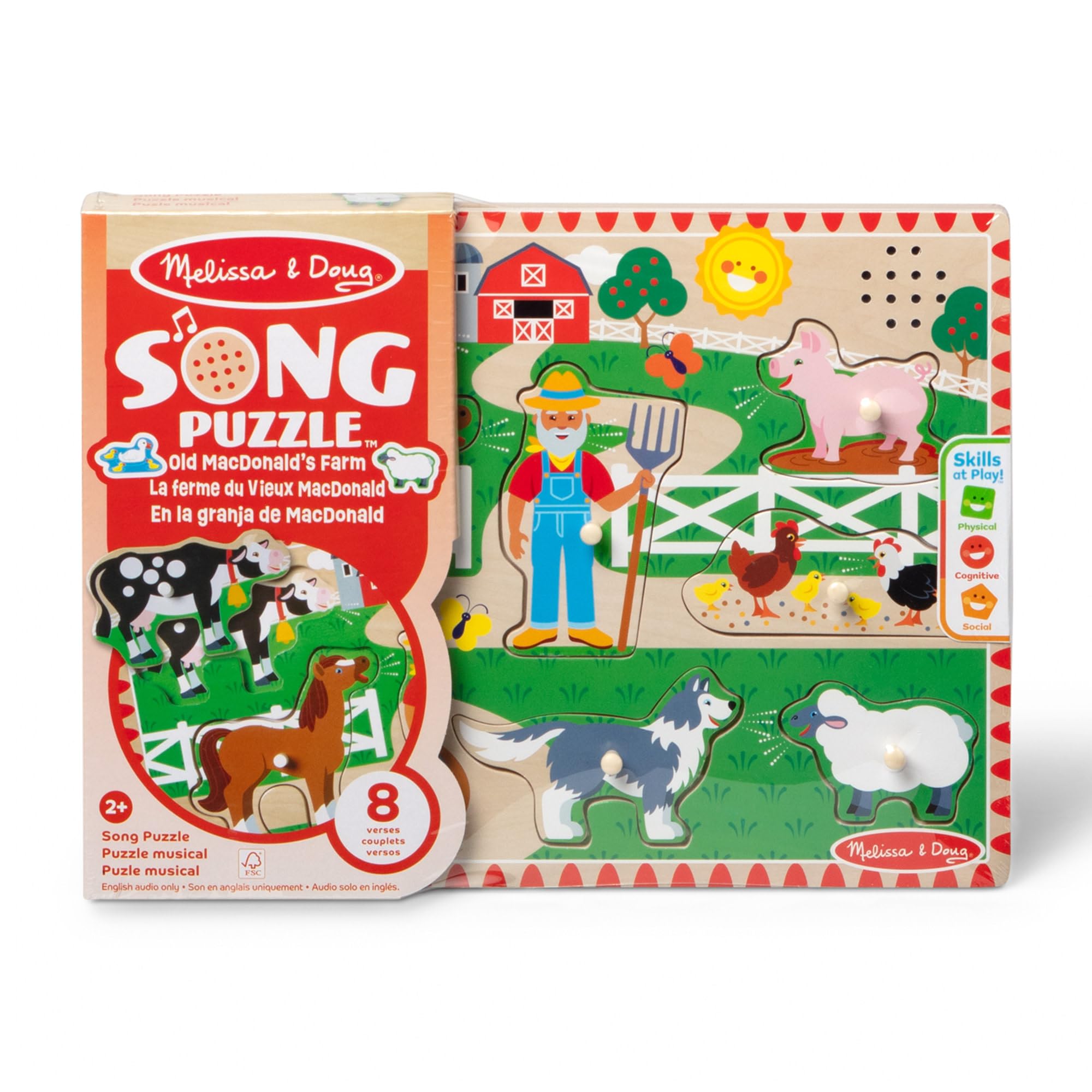 Melissa & Doug Old MacDonald’s Farm Wooden Animal Sound Puzzle - Ages 2+ | Pegged Puzzle 3