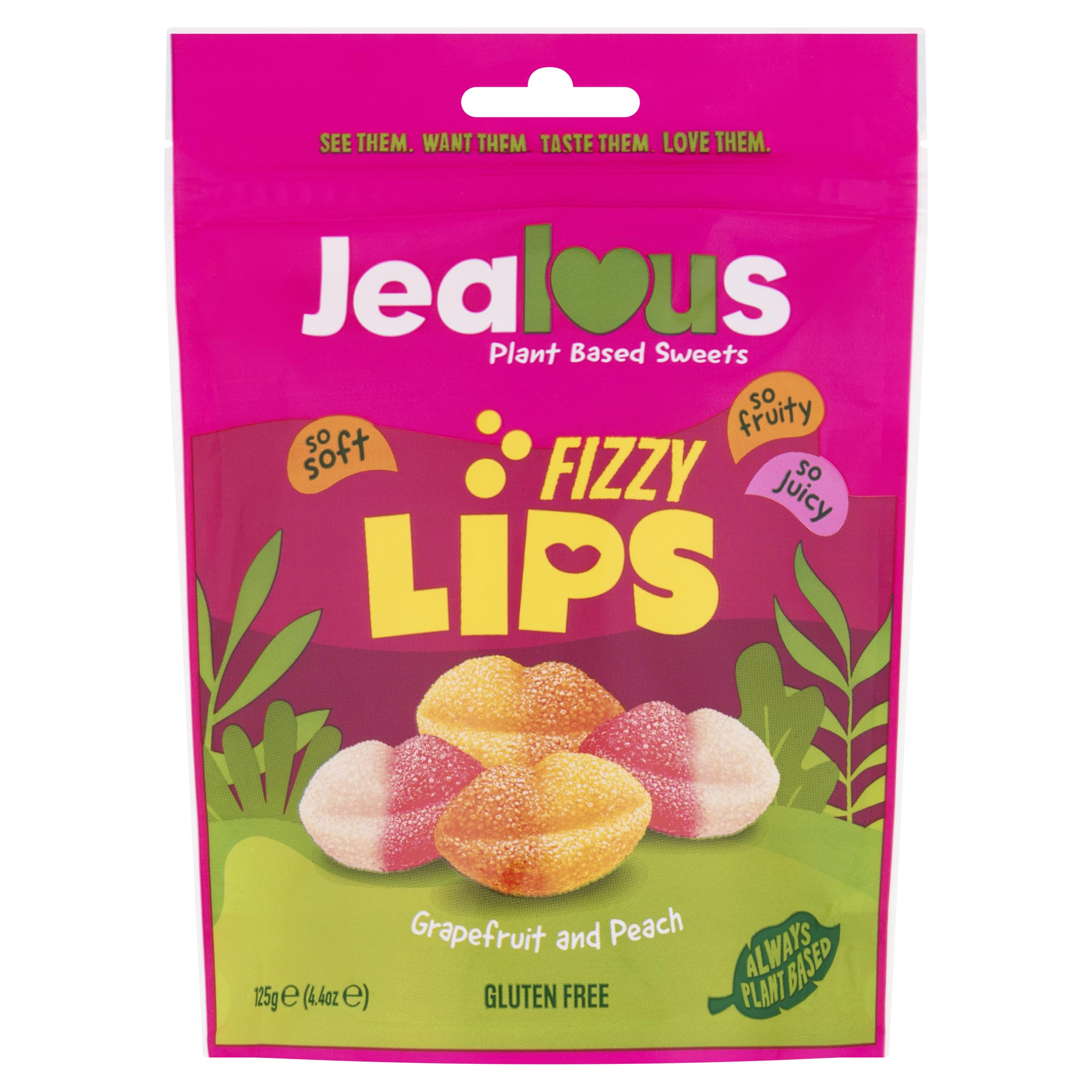 Jealous Sweets Fizzy Lips Jelly Sweets - Vegan & Gluten Free (125g Share Bag)