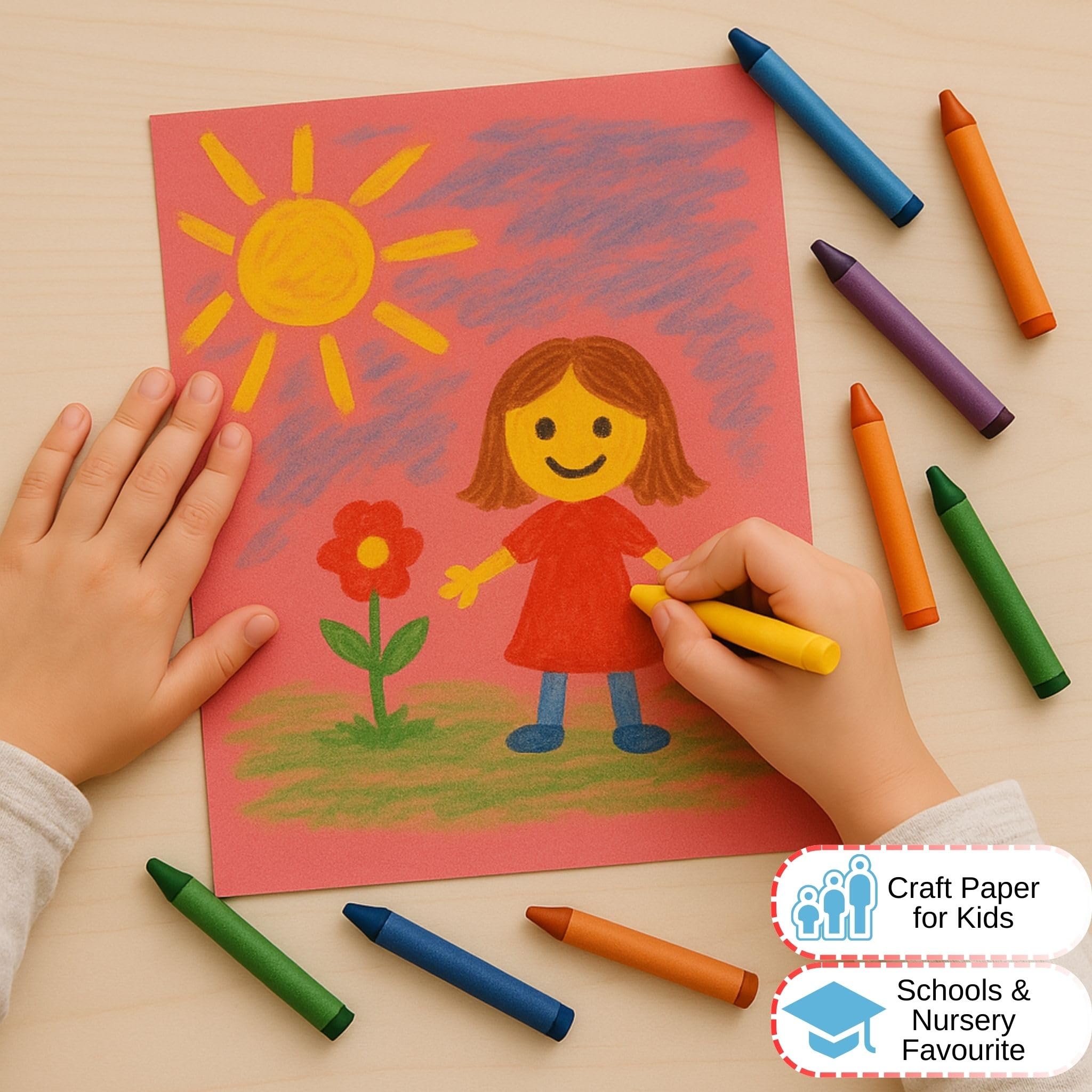 Be Creative Recycled Sugar Paper - A3 Bright Colours 50 Sheets | 100gsm | Arts & Crafts 5