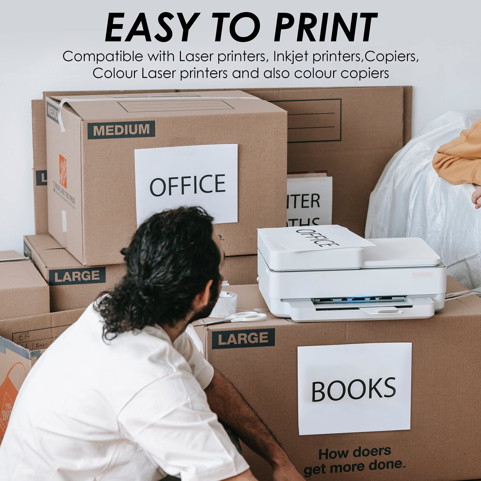 iSOUL A4 Printer Labels - 4 Labels Per Sheet, 80 Labels Total (20 Sheets) | Matte White, Inkjet & Laser Compatible 4
