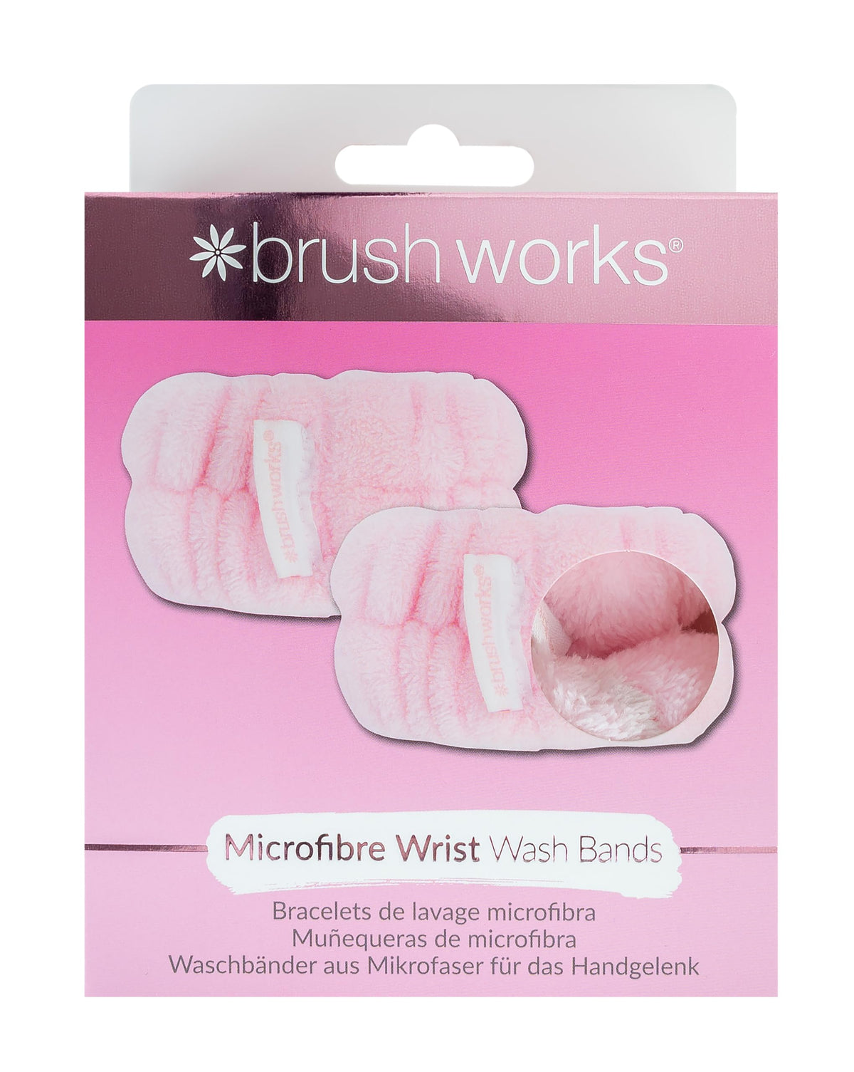 Brushworks Microfibre Wrist Wash Bands - 2 Pack | Mess-Free Skincare | Reusable & Washable