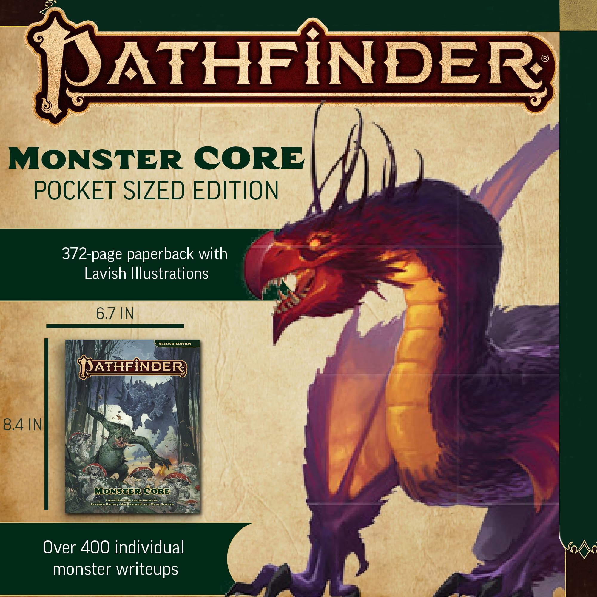 Paizo Pathfinder Monster Core Pocket Edition (P2) RPG Rulebook | 400+ Monsters | Ages 16+ 2