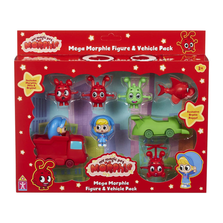 MEGA MORPHLE Figure and Vehicle Playset - 6-Piece Action Figures with Mini Vehicles for Toddlers