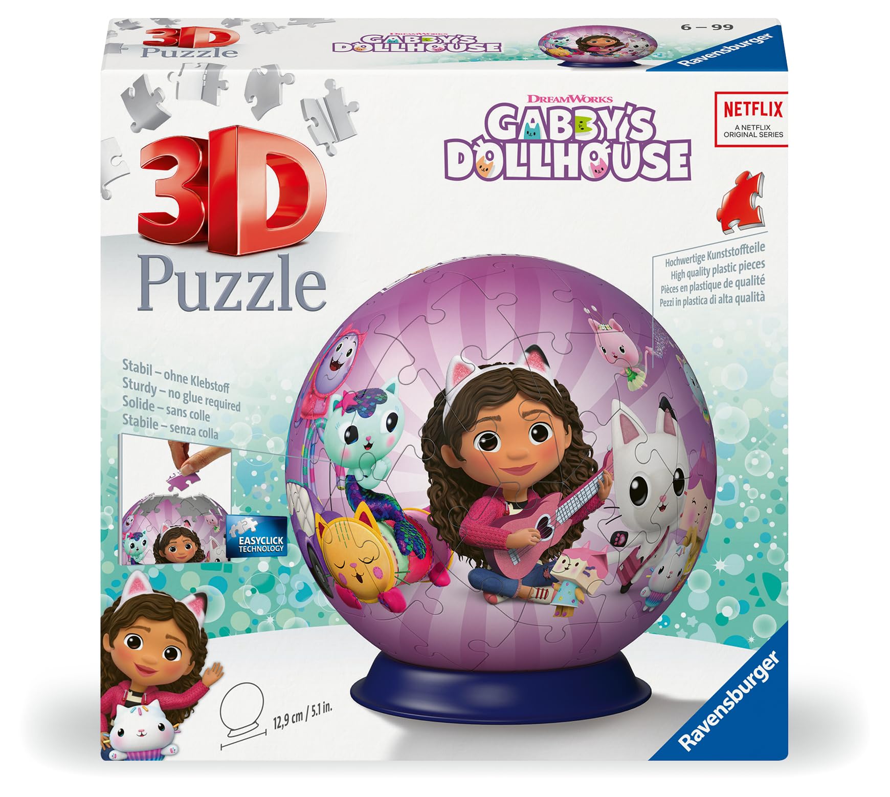 Ravensburger Gabby's Dollhouse 3D Puzzle Ball - 72-Piece Plastic Puzzle for Kids 6 Years and Up 6