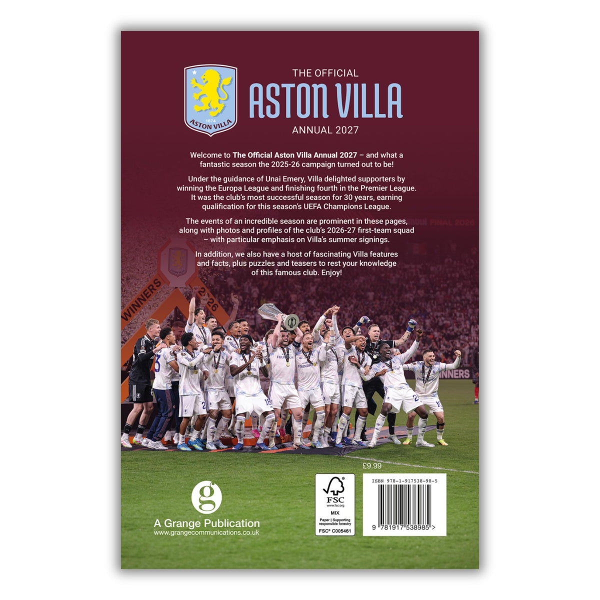 Aston Villa Annual 2027 - Hardcover, 64 Pages