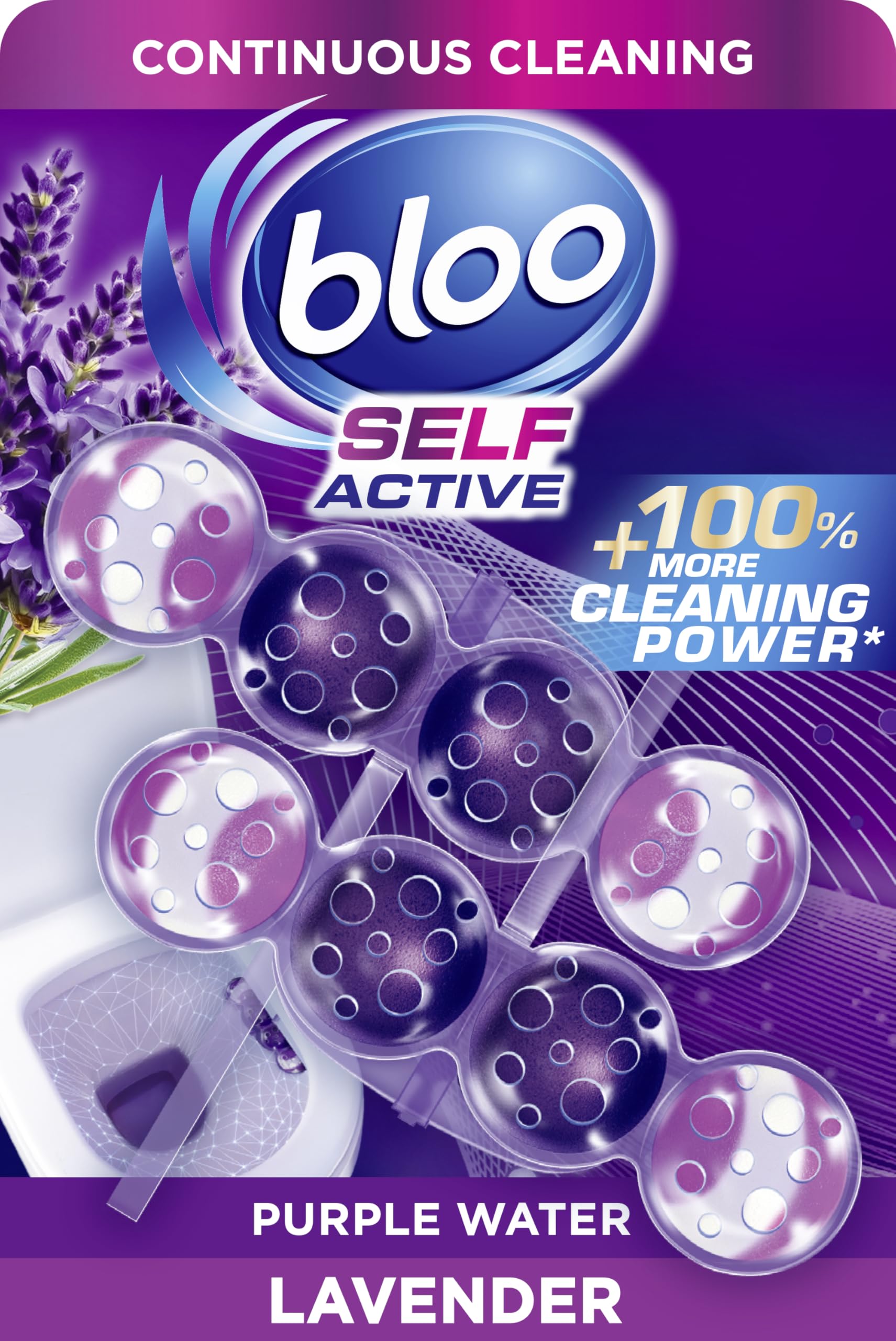 Bloo Self Active Toilet Rim Block and Bowl Cleaner with Lavender Scent | Pack of 2 1
