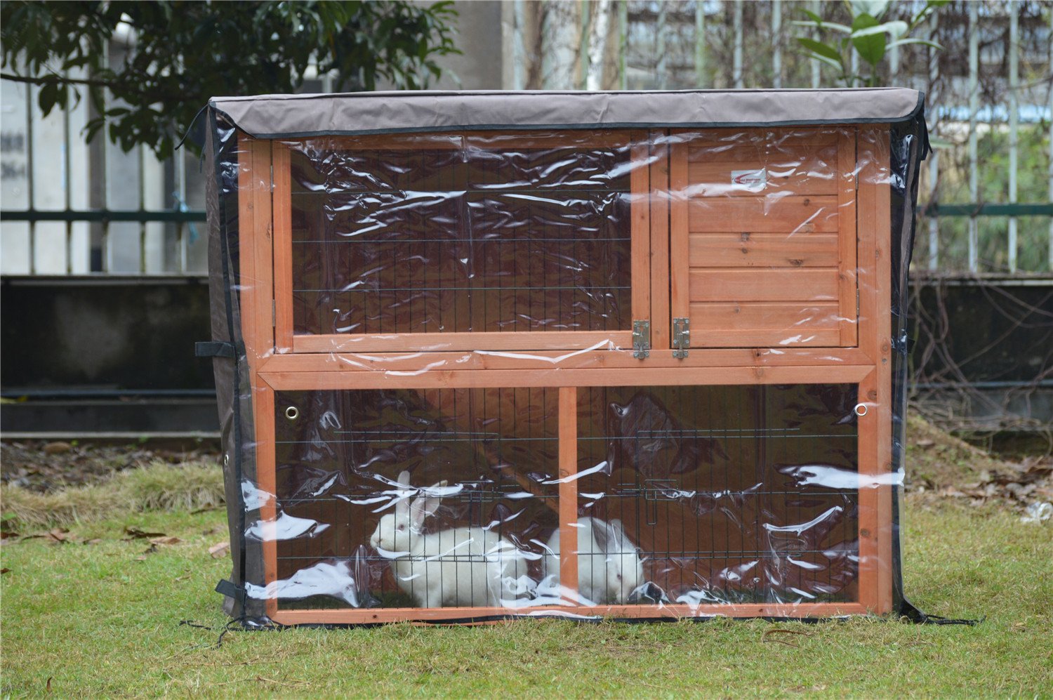 BUNNY BUSINESS Universal Double Hutch Cover - Weather Resistant | Fits 48'L x 20'D Roofs