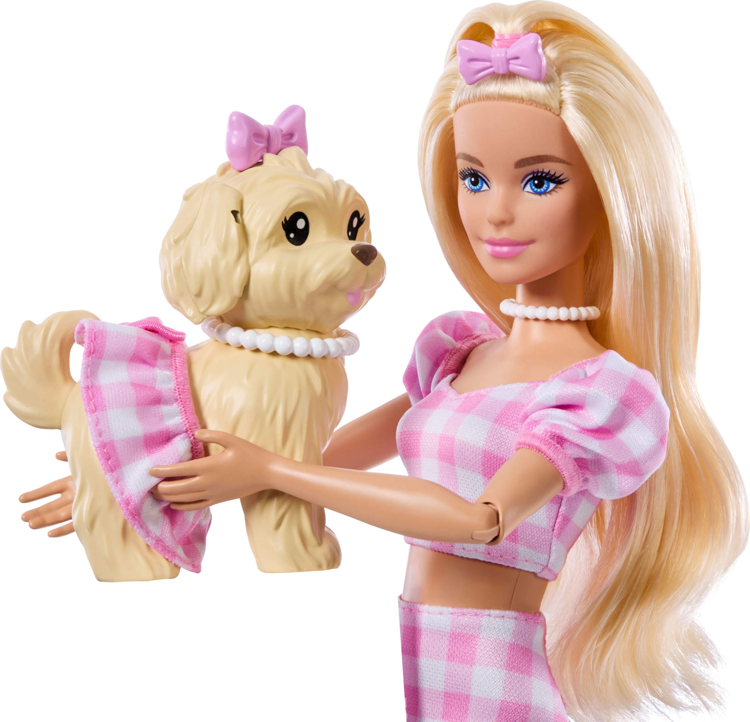 Barbie Twinning Looks Doll with Pet Dog - Matching Pink Gingham Outfits & Accessories, JFP36 10