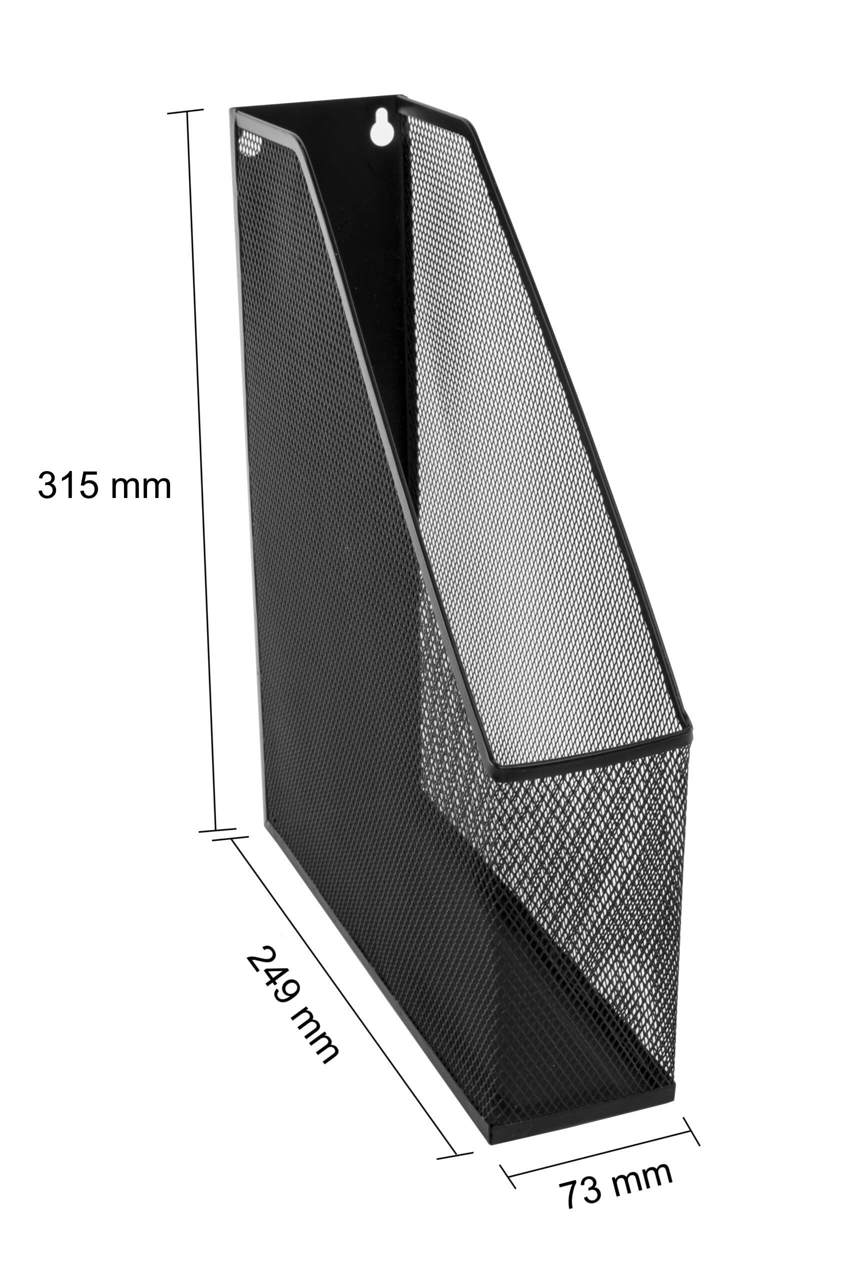Osco Black Wiremesh Magazine Rack - Durable Steel Mesh Storage | Stackable | H320 x W75 x D250 mm 4