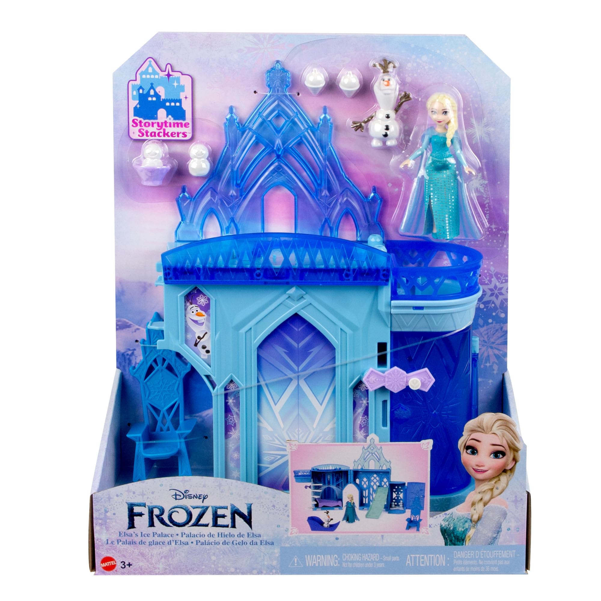 Mattel Disney Frozen Toys, Elsa Stackable Castle Doll House Playset with Small Doll and 8 Pieces, Inspired by the Disney Frozen Movies, Kids Travel Toys and Gifts, HLX01 5