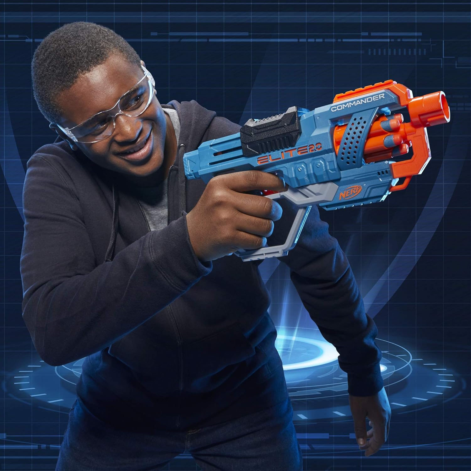 Nerf Elite 2.0 Commander RD-6 Blaster - 6-Dart Drum, Slam Fire, Tactical Rails - Ages 8+ 9