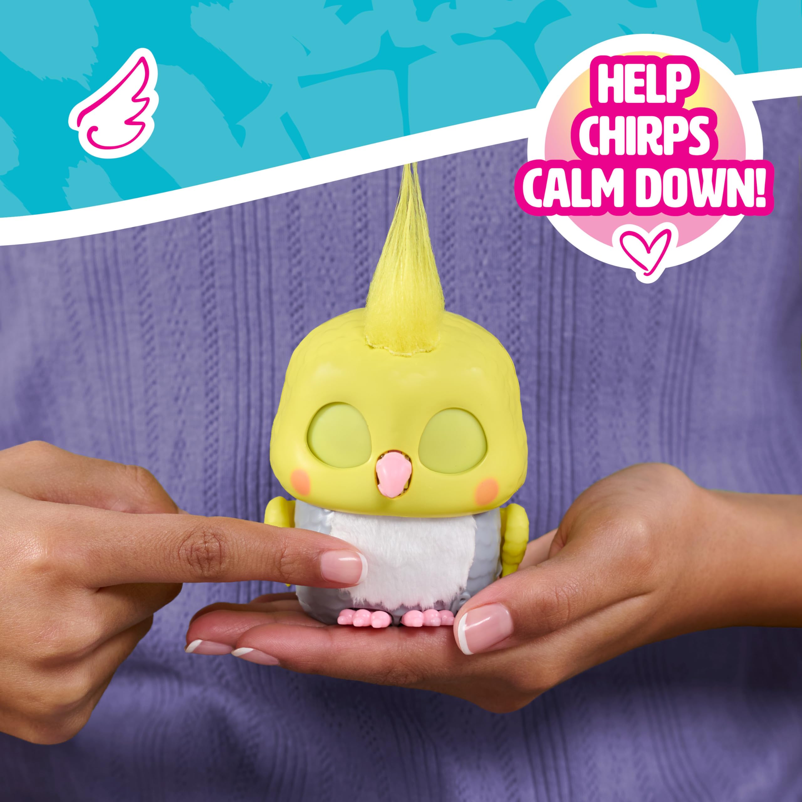 FurReal Chirps the Cockatoo Interactive Palm-Sized Toy, 3.5 Inch Multicolor Cuddly Bird with Sound & Movement 4