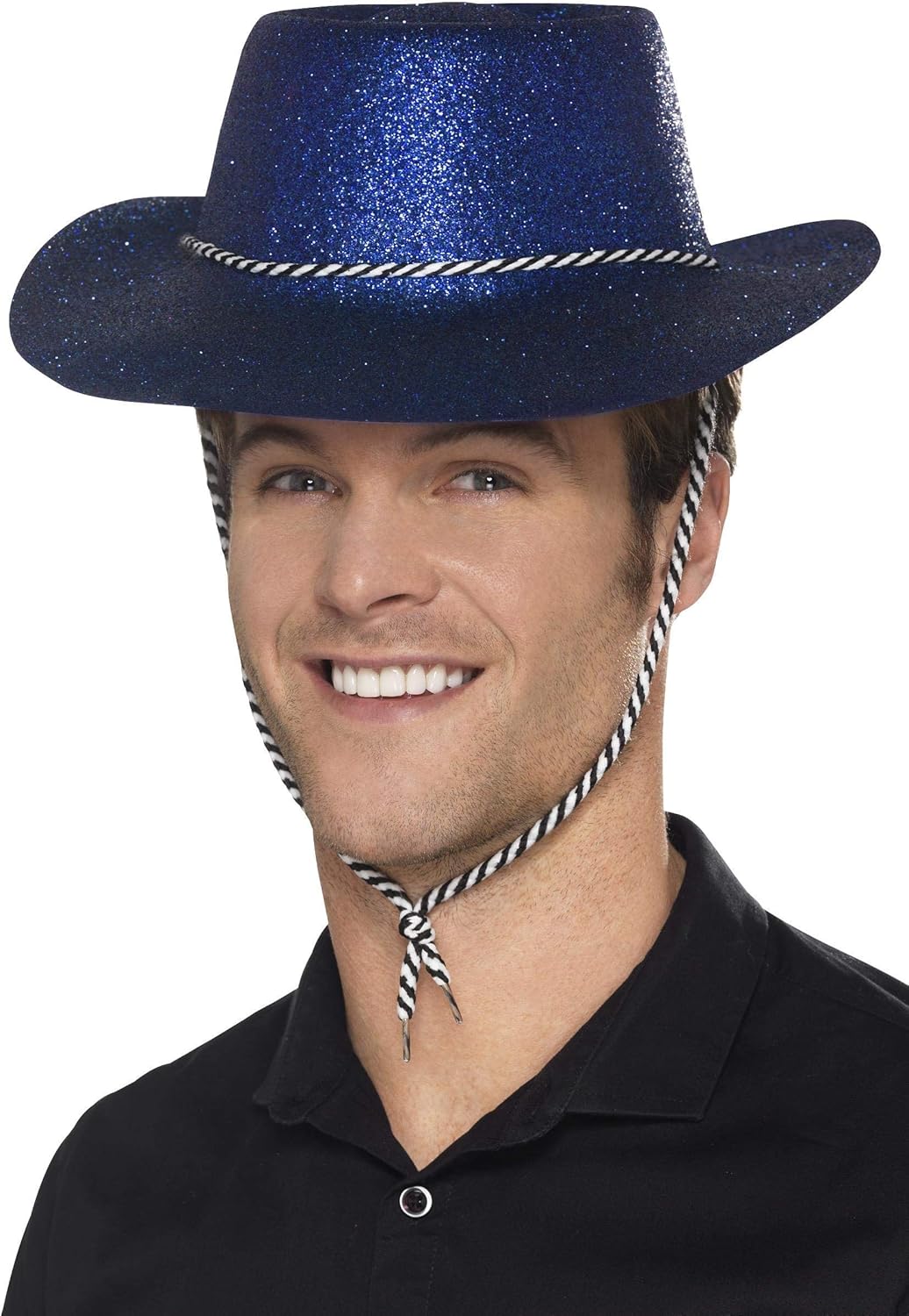 Smiffys Cowboy Glitter Hat Blue Fancy Dress Accessory for Adults (21886)