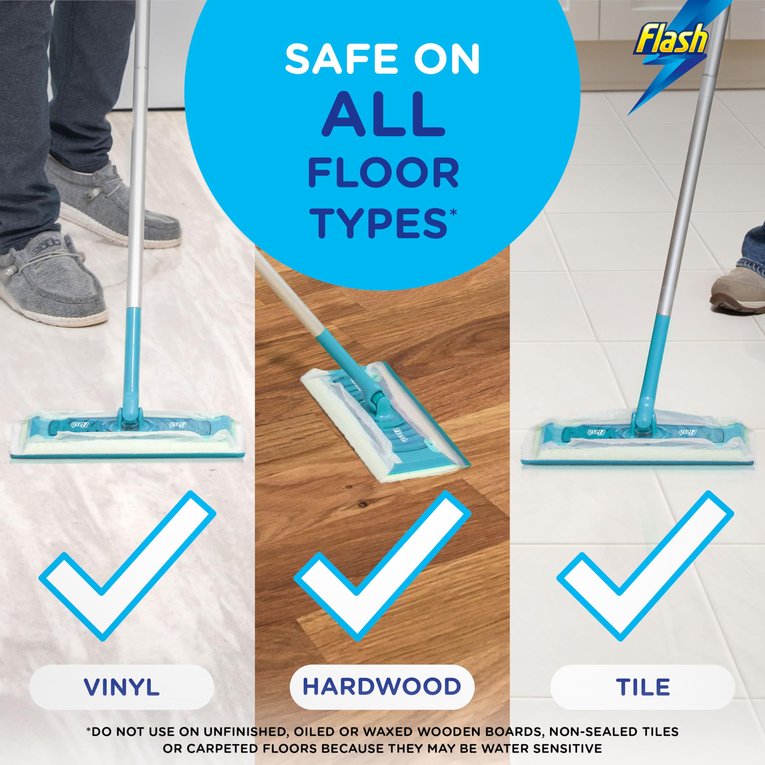 Flash Speedmop Floor Cleaner Starter Kit (1 Handle + 4 Wet & 4 Dry Refills) - Fast, Easy & Hygienic Cleaning for Hard Floors 4