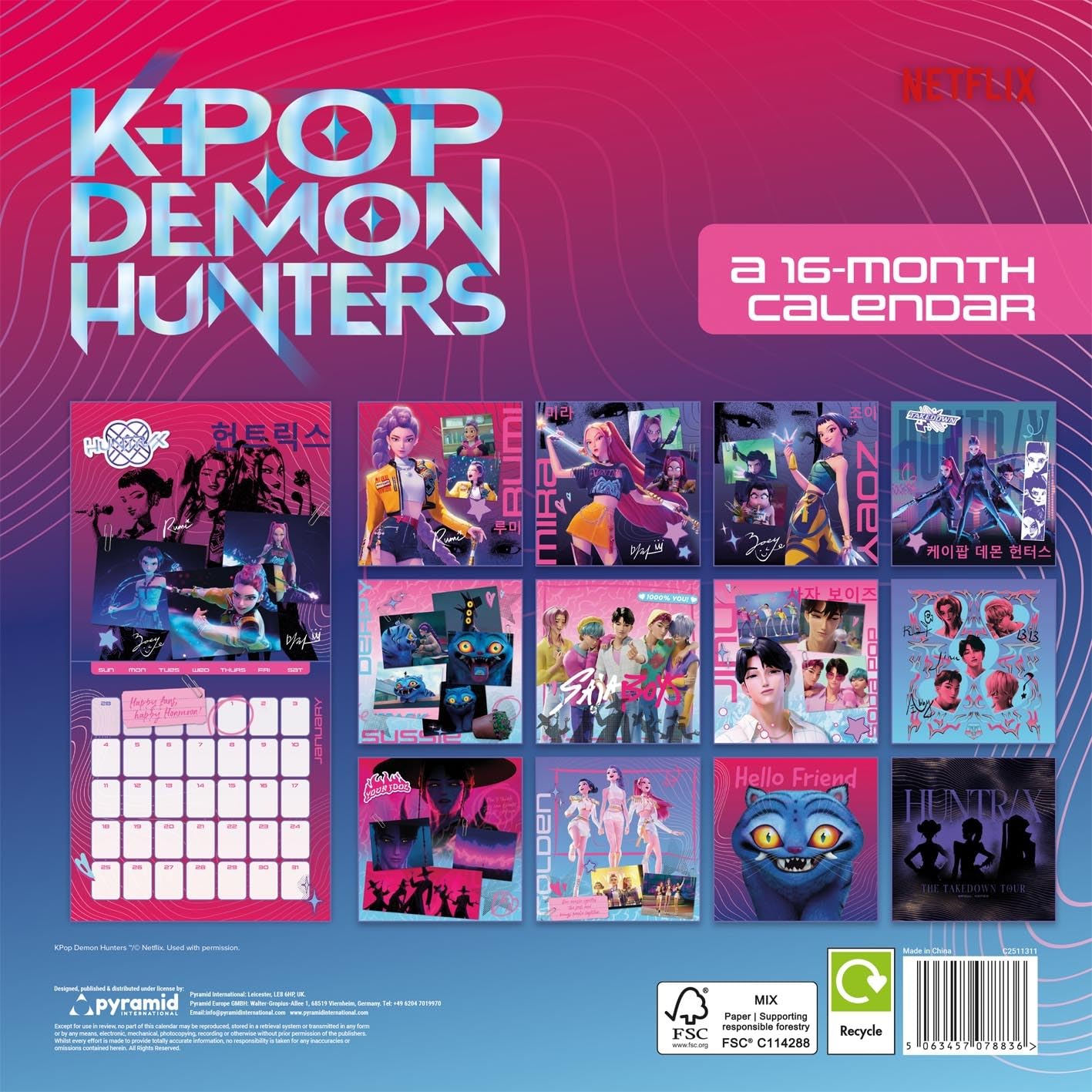 Pyramid International K-POP Demon Hunters 2026 Wall Calendar - 16-Month | 30x30cm Square 3