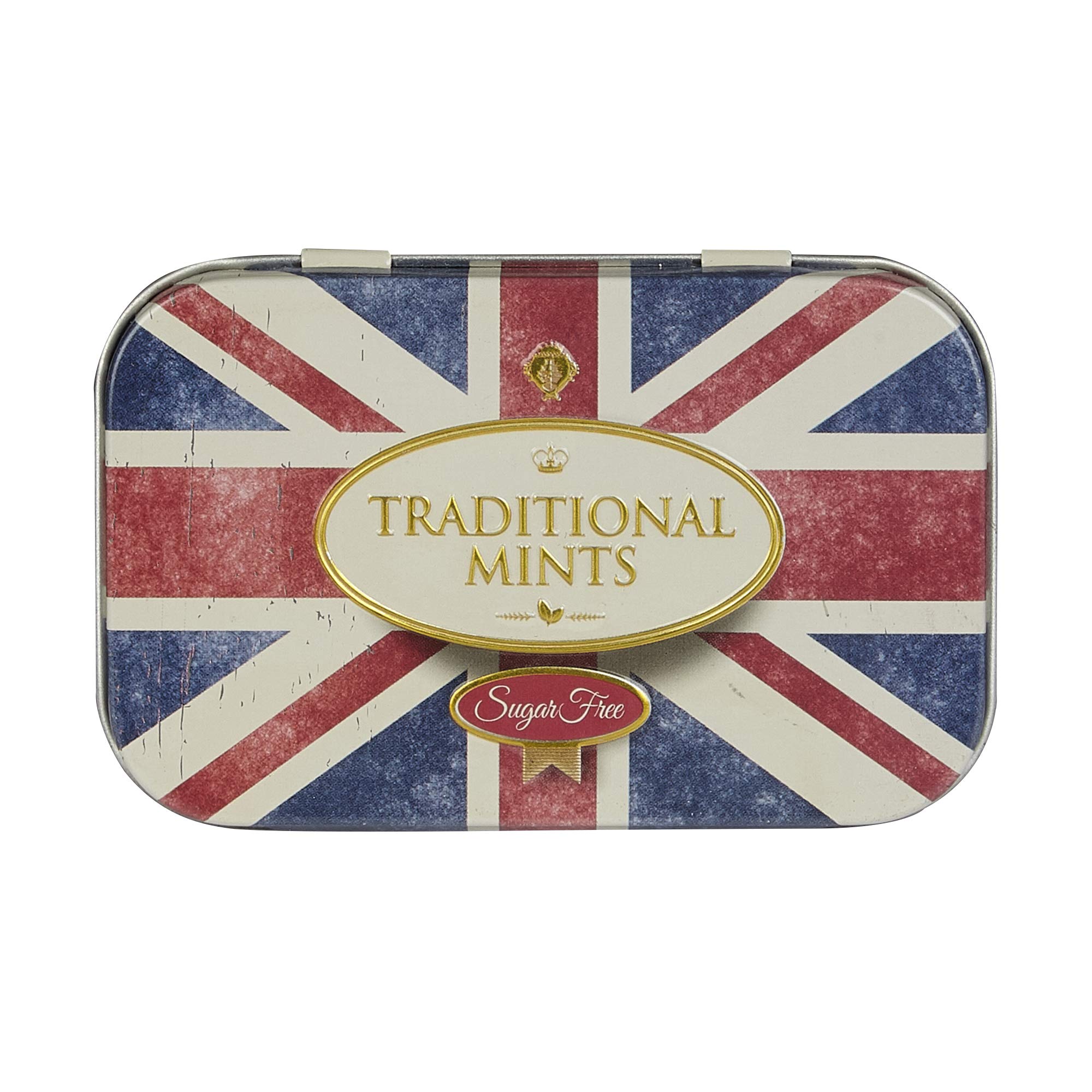 Neue zuckerfreie Pfefferminzbonbons von English Tea in einer Minidose mit Union Jack-Motiv – 35 g britisches Geschenk